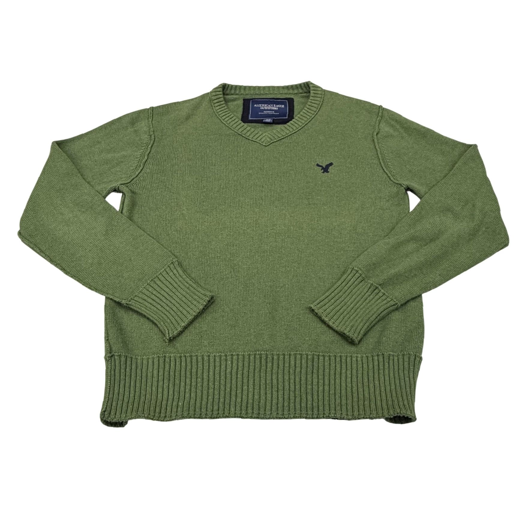 American Eagle Outfitters VINTAGE American Eagle Outfitters Sweater Mens Small Green V Neck Knit Pullover Size US S / EU 44-46 / 1 - 2 Thumbnail