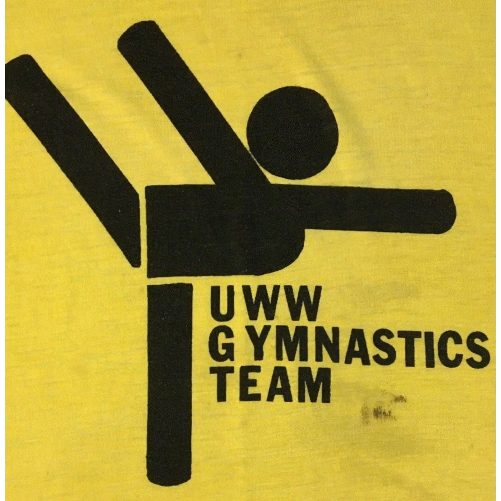Vintage VINTAGE UWW Gymnastics Team Shirt S Yellow 90s Grunge College University Wisconsin-Whitewater Short Sleeve Crew Neck Graphic Tee Mens Size US S / EU 44-46 / 1 - 2 Thumbnail