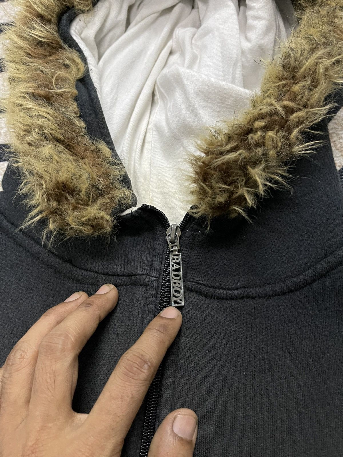 Japanese Brand 2000s BAD BOY FUR HOODIE ZIPPER SUN FADED DISTRESSED Size M / US 6-8 / IT 42-44 - 11 Thumbnail
