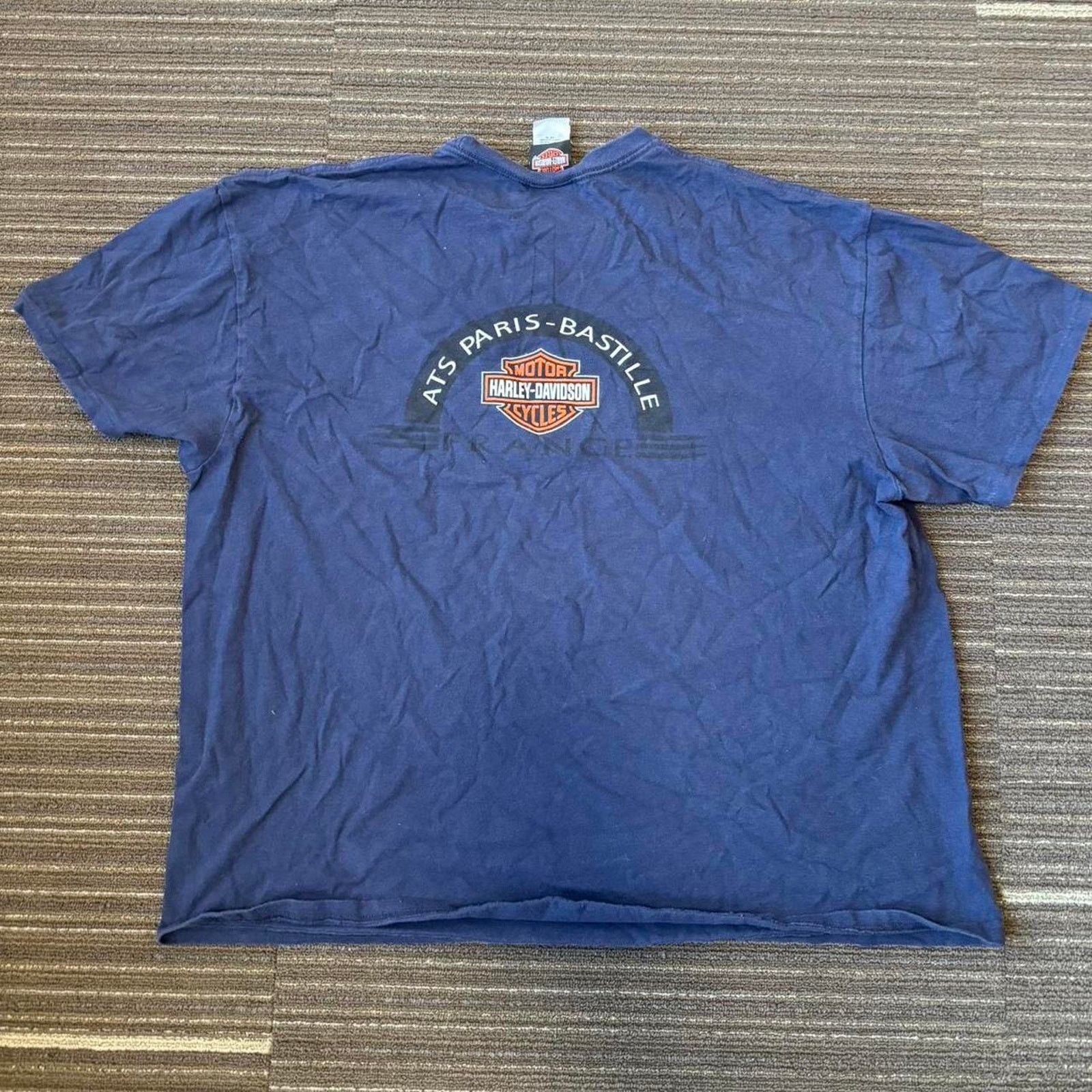 Harley Davidson × Vintage Harley Davidson blue and orange paris france T Shirt Size US XXL / EU 58 / 5 - 3 Thumbnail