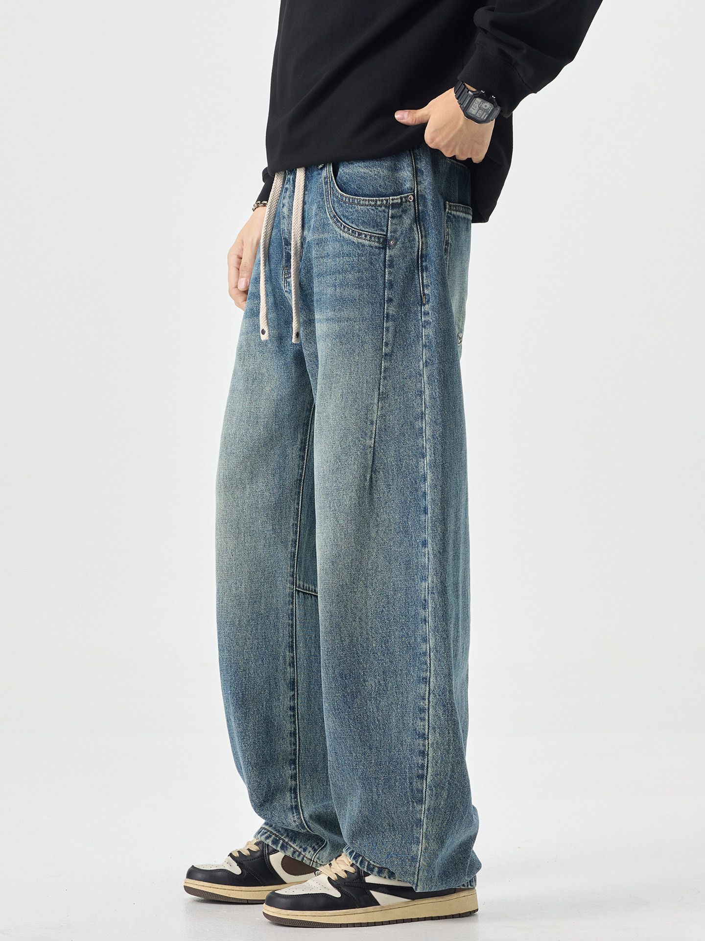 Vintage American high street men's loose straight leg curved jeans Size US 32 / EU 48 - 3 Thumbnail