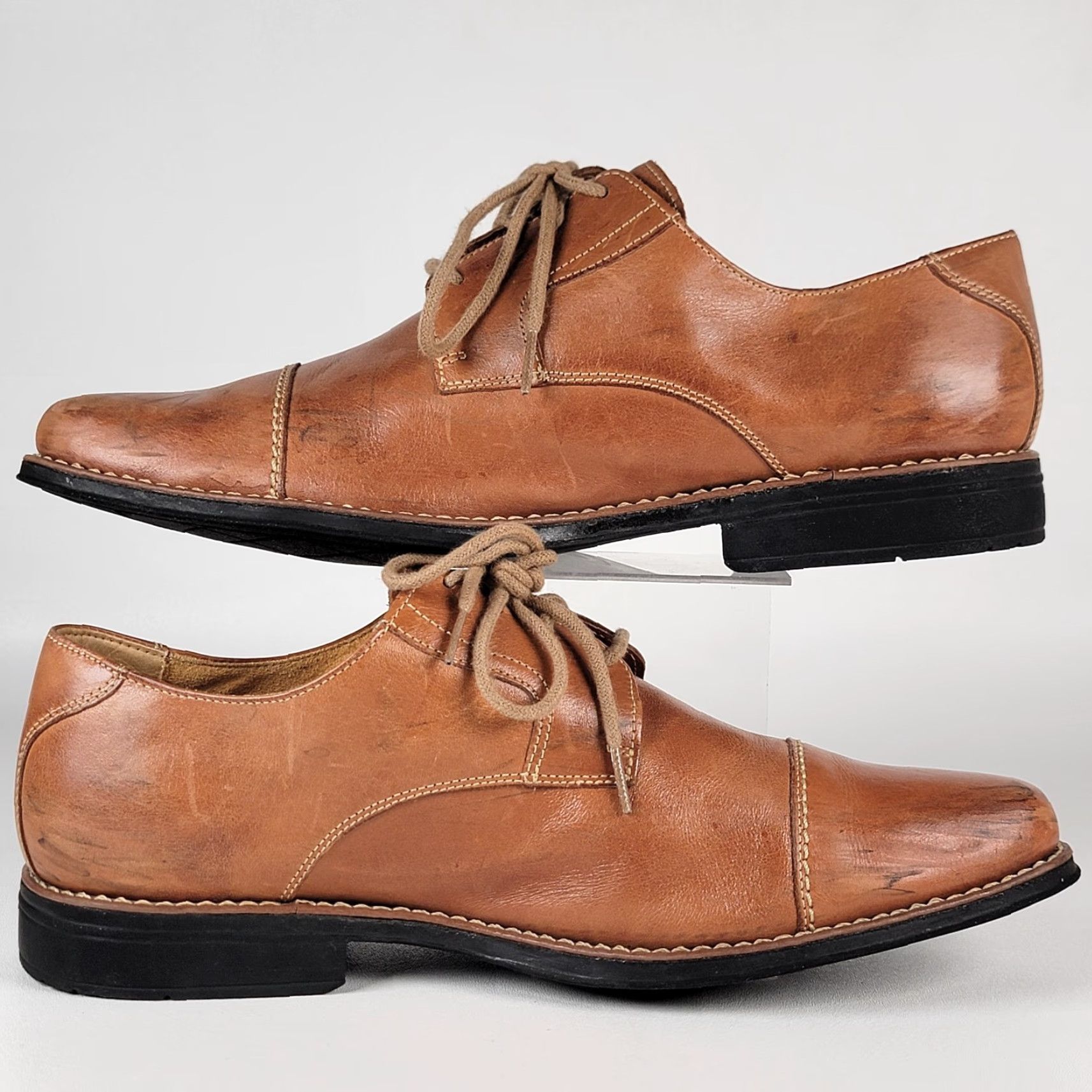 Sandro Moscoloni Sandro Moscoloni Shoes Mens 13 M Brown Leather Dress Cap Toe Derby Square Toe Size ONE SIZE - 4 Thumbnail