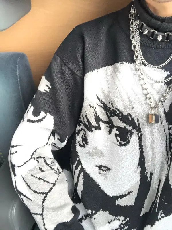 Japanese Brand Minami x Kamon Japanese Style Anime Girl Knitted Sweatshirt Size US XXL / EU 58 / 5 - 6 Thumbnail