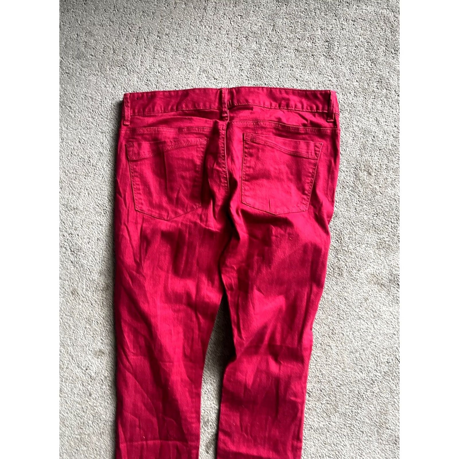 Express Express Jeans Zelda Slim Fit Ultra Low Rise Dark Wash Red Skinny 10 Size 32" / US 10 / IT 46 - 4 Thumbnail