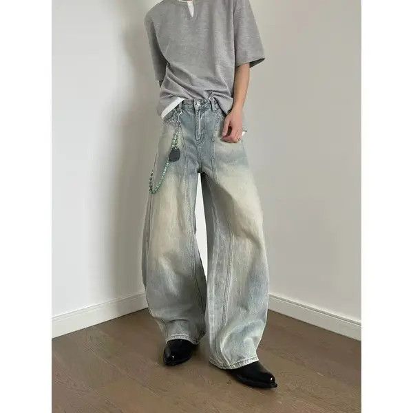 Vintage Men's blue street retro washed distressed scimitar jeans Size US 32 / EU 48 - 6 Thumbnail