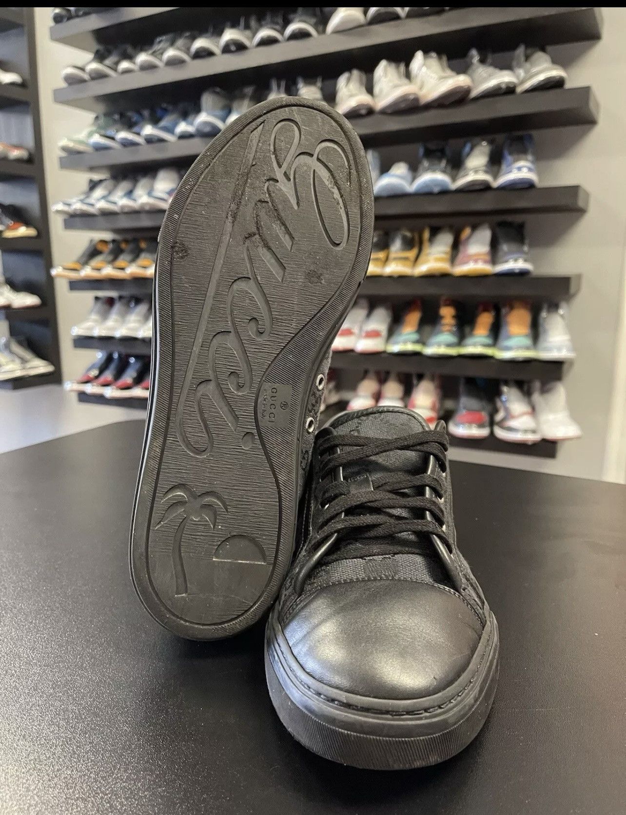 Gucci Size 8 - Gucci GG Mono Canvas Black Leather 426189 Size US 8 / EU 41 - 12 Thumbnail