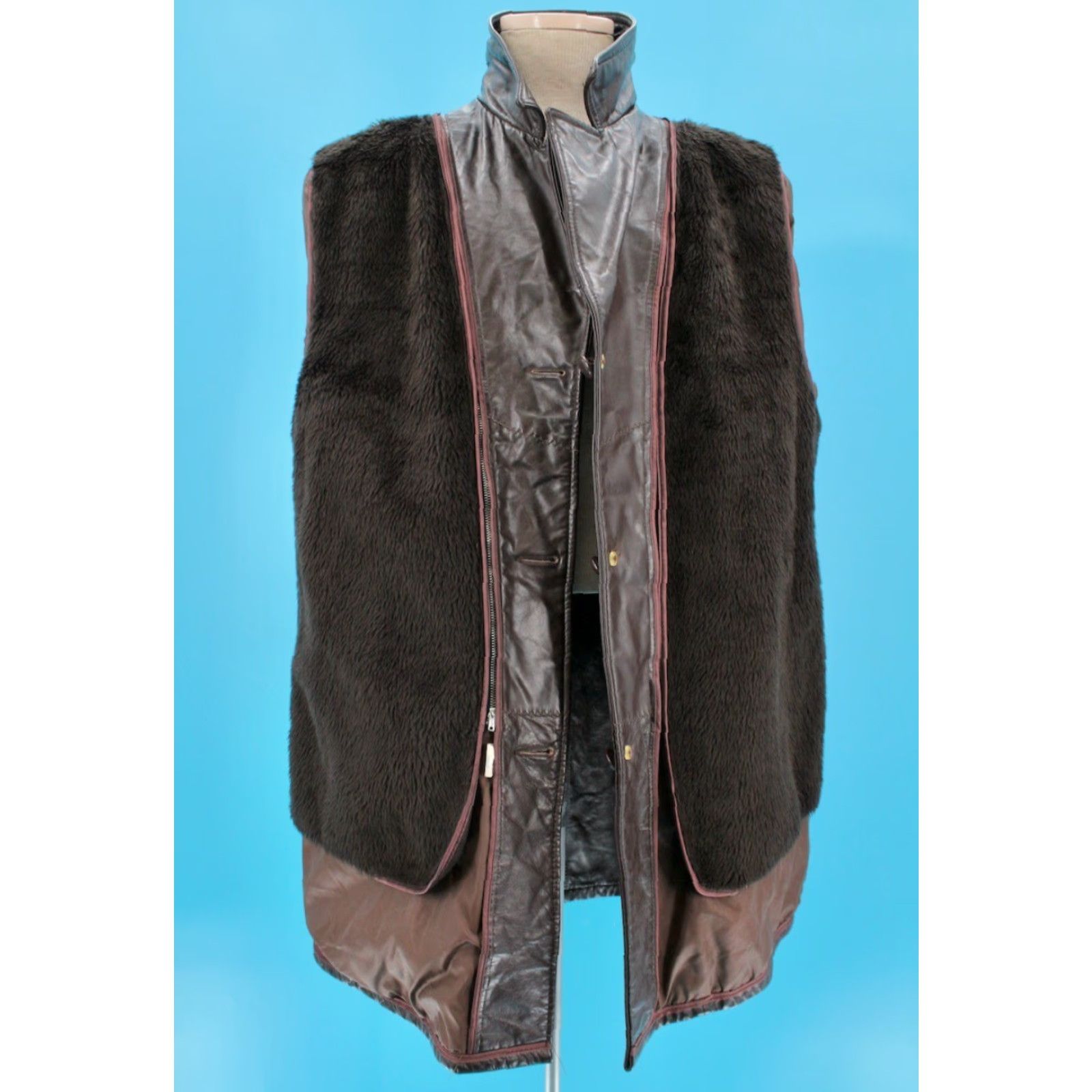 Vintage VINTAGE Cooper Leather Jacket Coat 70s Mens 46 XL Dark Brown 1970s Leather Disco Coat Mens Size US S / EU 44-46 / 1 - 7 Thumbnail