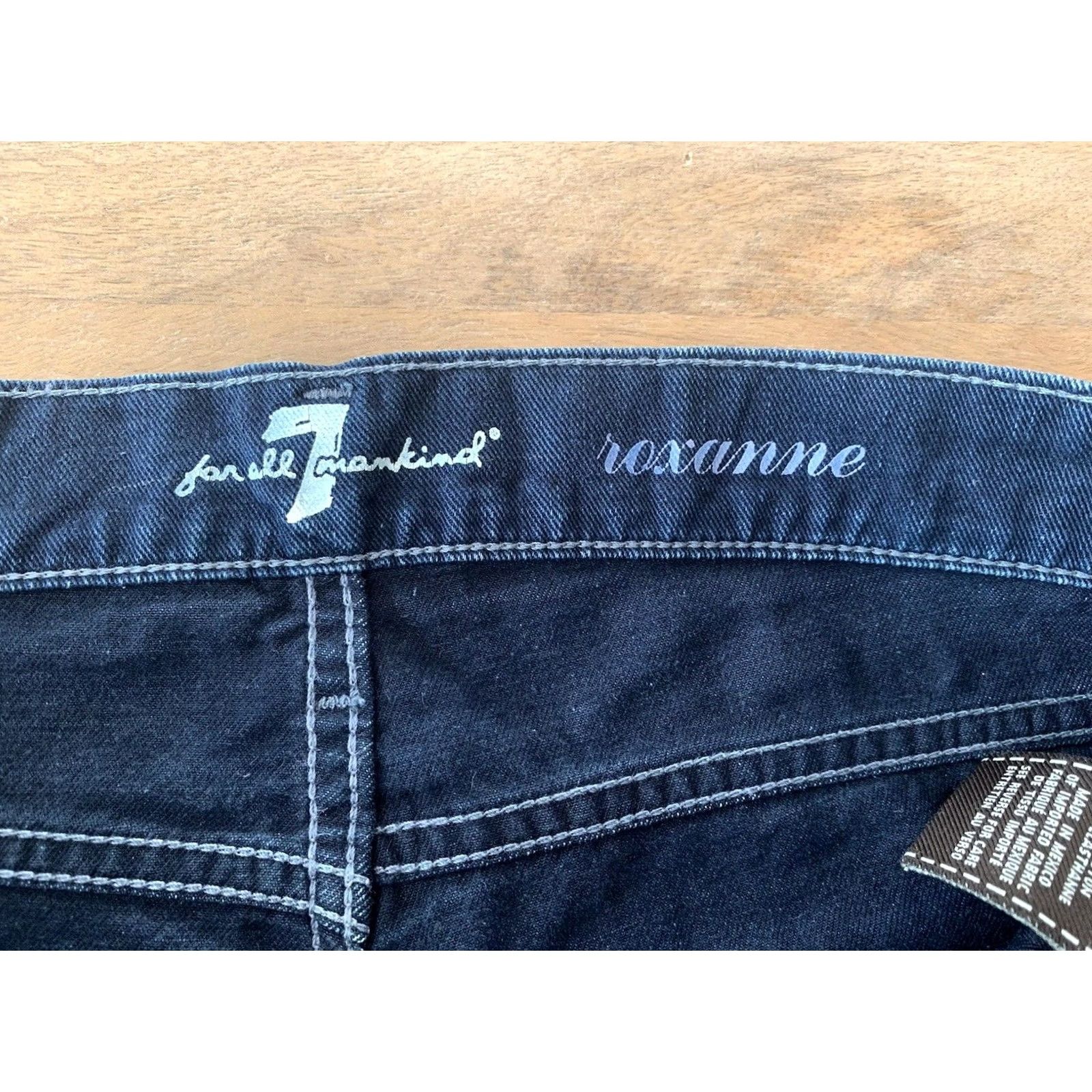 7 For All Mankind 7 For All Mankind Roxanne Slim Straight Jeans 27 Regular 31x30 Dark Blue Denim Cotton Blend Women Jeans Band Punk Rock Size 24" / US 00 / IT 34 - 3 Thumbnail