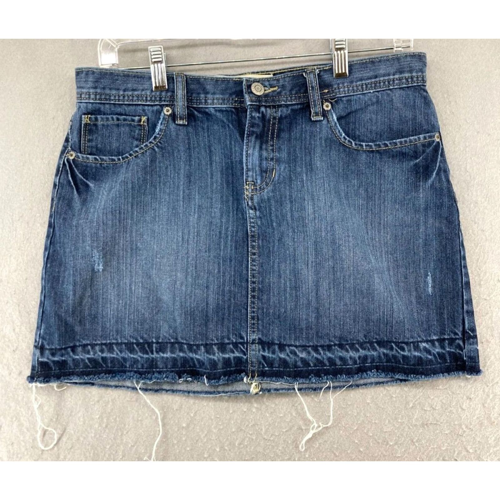 Gap Gap Mini Skirt Womens 6 Blue Denim Preppy Button Zipper Logo Cotton Short Slit Skirt Womens Size 28" / US 6 / IT 42 - 2 Thumbnail