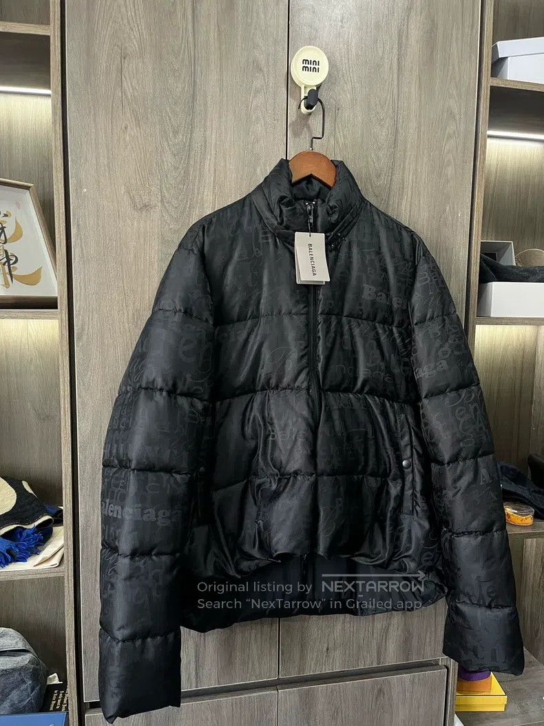 Balenciaga Balenciaga Dark Pattern Full-Print Logo Zippered Puffer Ja Size US M / EU 48-50 / 2 - 2 Thumbnail