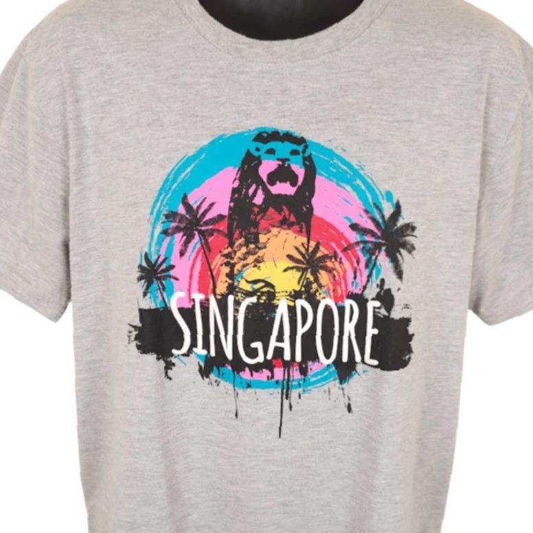 Vintage Singapore T Shirt Mens Size Large Gray Travel Destination Tee Size US L / EU 52-54 / 3 - 2 Thumbnail