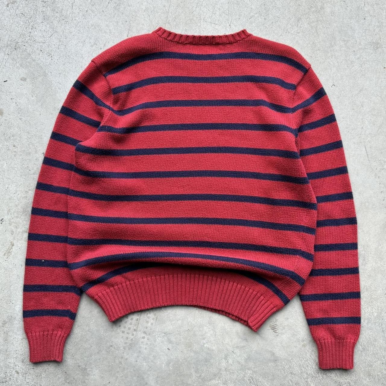 Designer × Polo Ralph Lauren × Vintage Vintage Polo Ralph Lauren Red/Navy Striped Cotton Sweater Size US L / EU 52-54 / 3 - 4 Thumbnail