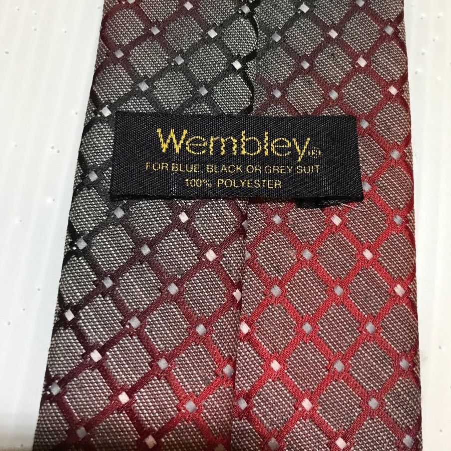 Other Wembley Red Gray Geometric Short Classic Men Necktie Size ONE SIZE - 4 Thumbnail