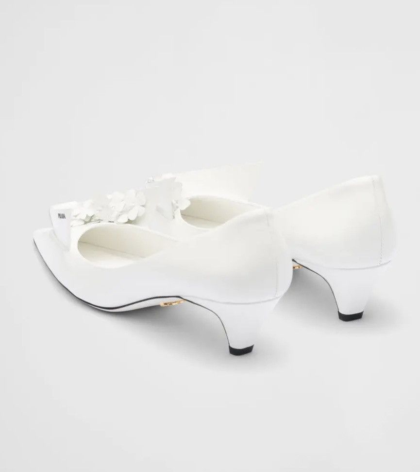 Prada PRADA Bunny Brushed Leather Kitten Heel Pumps Floral Size US 9 / IT 39 - 4 Thumbnail