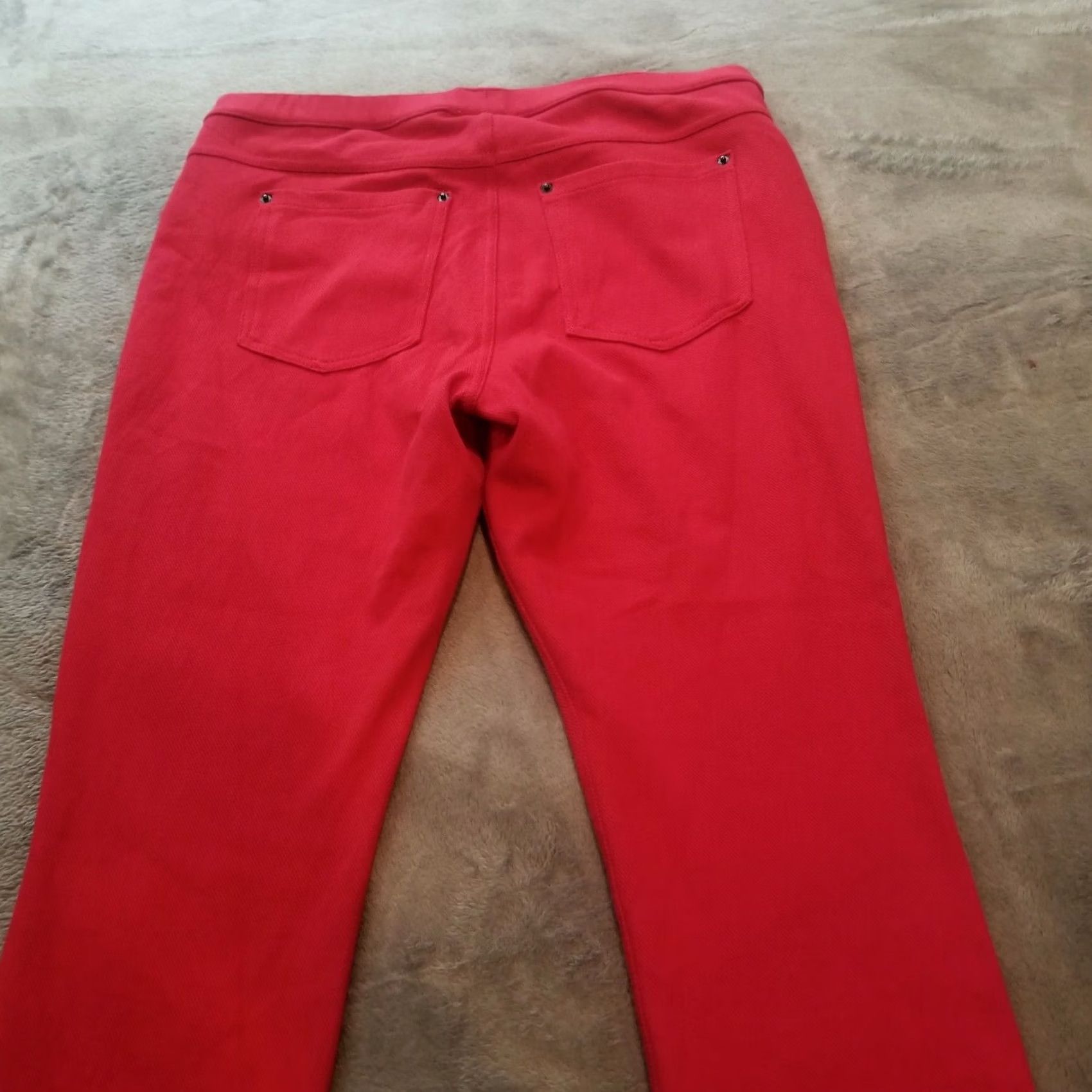 Vintage Hue Women's Medium Cropped Capri Pants Pull On Pink Stretch Straight Mid-Rise Size 32" / US 10 / IT 46 - 2 Thumbnail