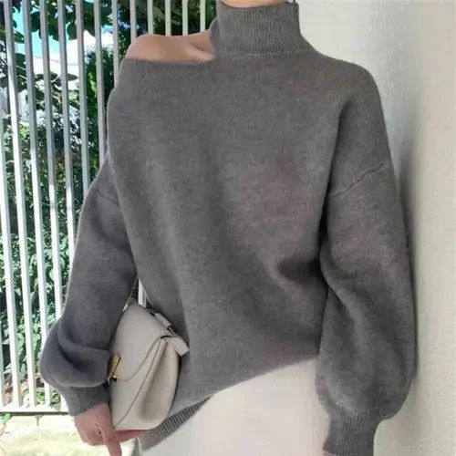 Japanese Brand × Vintage Women Hollow Out One Shoulder Sexy Sweater Size ONE SIZE - 2 Thumbnail