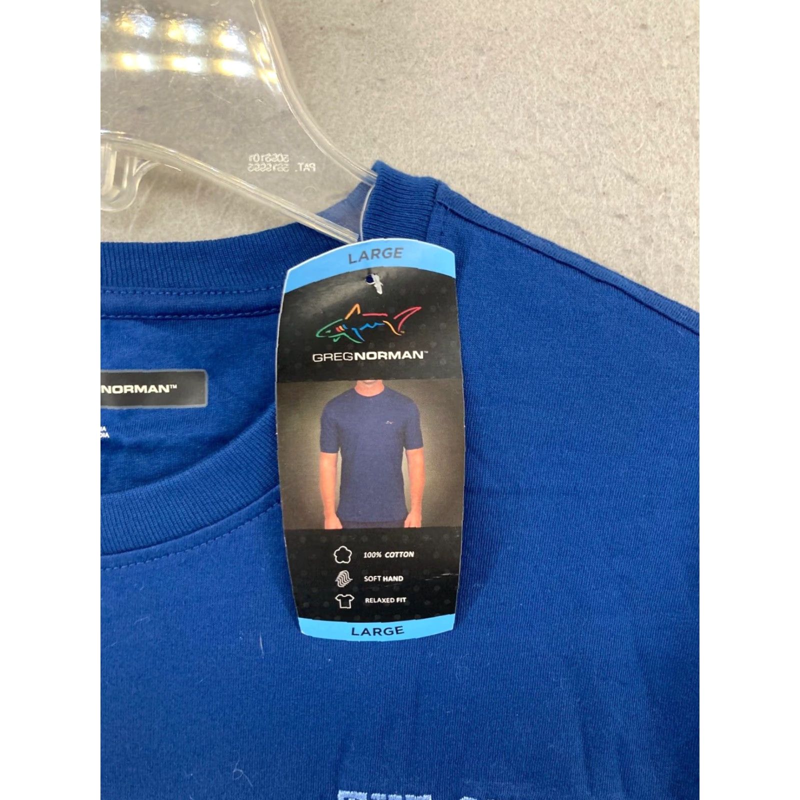 Vintage Greg Norman Men's T-Shirt Large Blue Solid Pocket Crew Neck Jersey Classic Sports Size US L / EU 52-54 / 3 - 6 Thumbnail