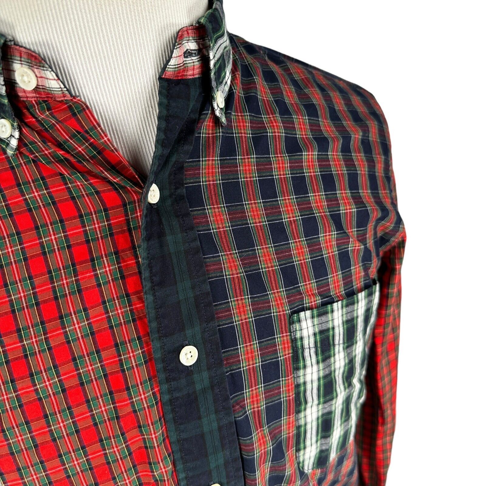 Beams Plus Beams Japan Shirt Men's Medium Patchwork Colorblock Button Size US M / EU 48-50 / 2 - 2 Thumbnail