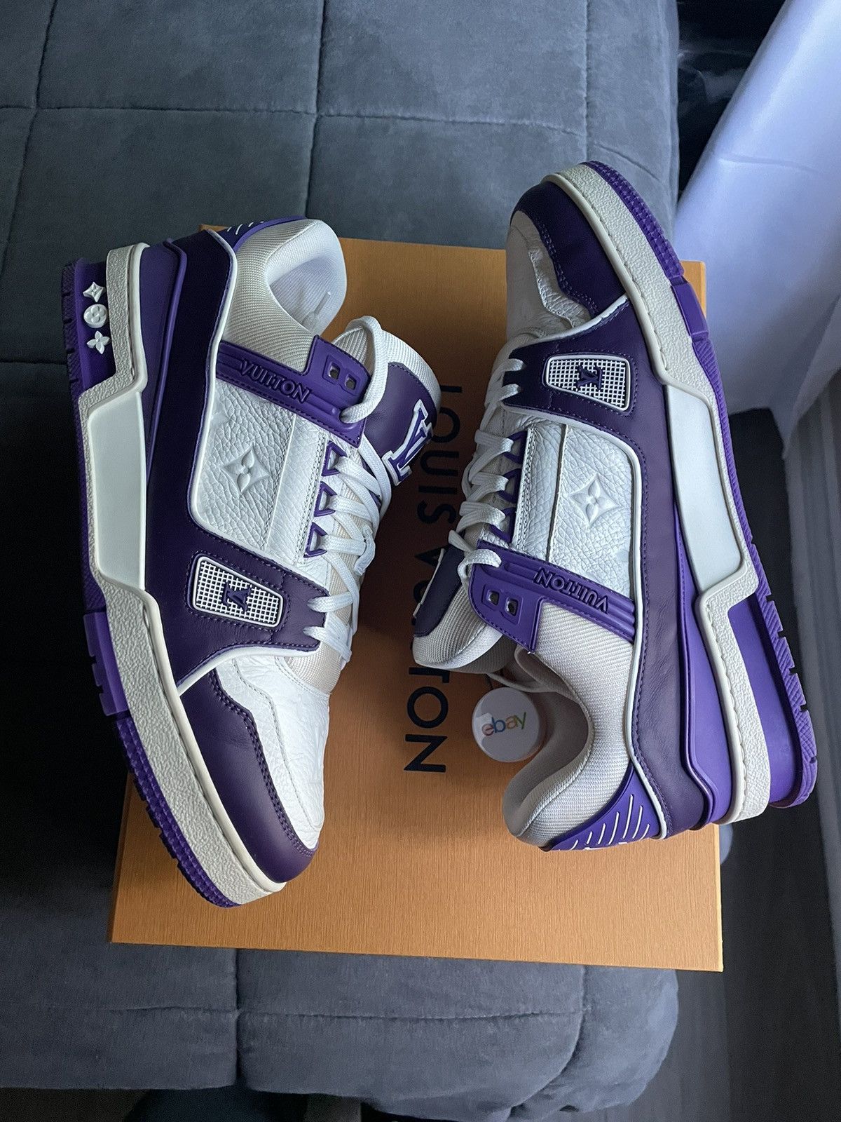 Louis Vuitton Louis Vuitton White Purple Monogram Trainer Size US 9.5 / EU 42-43 - 4 Thumbnail