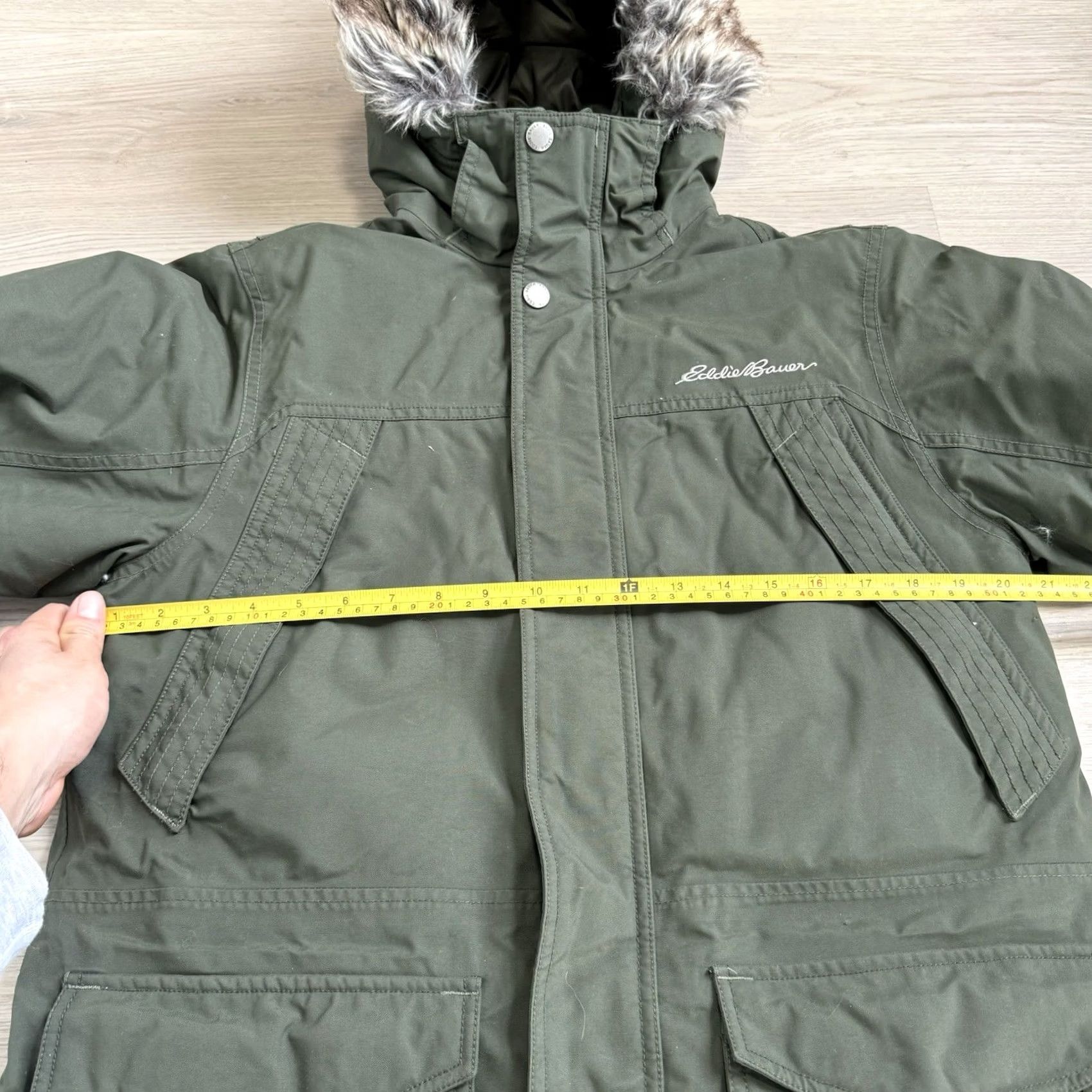 Eddie Bauer Eddie Bauer Parka Men Superior Down Weatheredge Hooded Snap Zipper Green S Parka Size S XS? Size US S / EU 44-46 / 1 - 4 Thumbnail