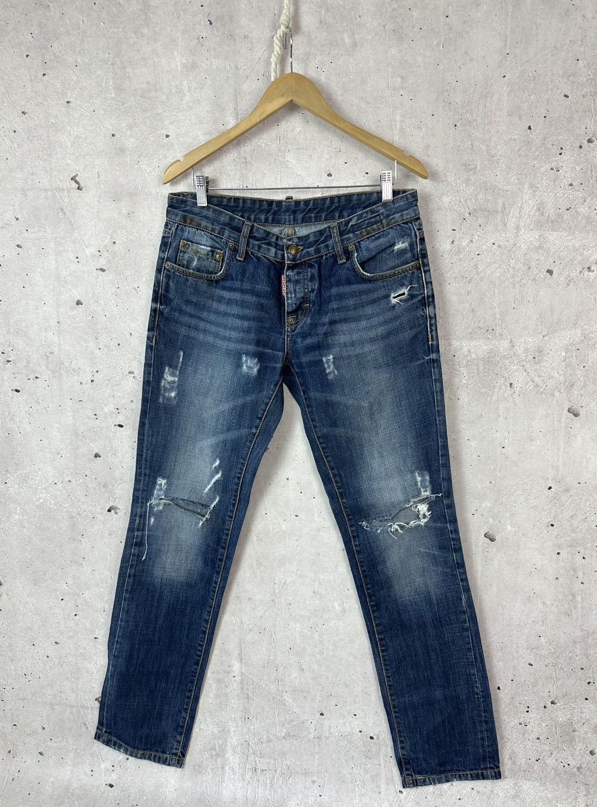Dsquared2 Dsquared2 Vintage Distressed Washed Navy Cotton Jeans Size US 32 / EU 48 - 1 Thumbnail
