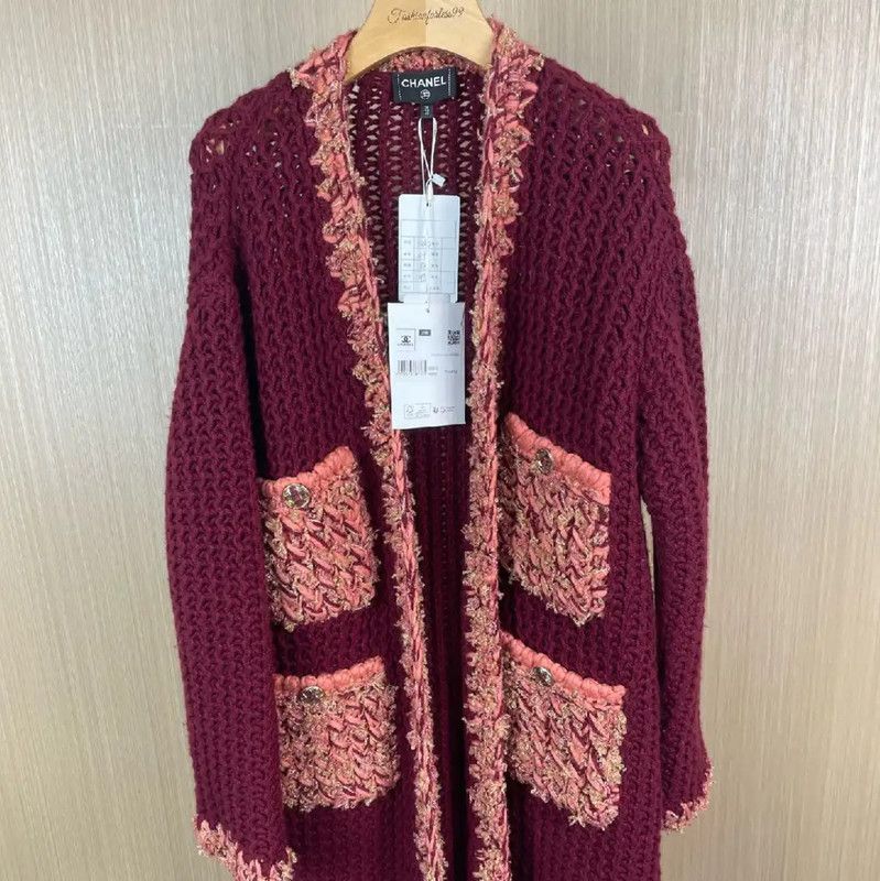 Chanel Chanel L Size Wine Red Cashmere Coat 0089 Size L / US 10 / IT 46 - 1 Thumbnail