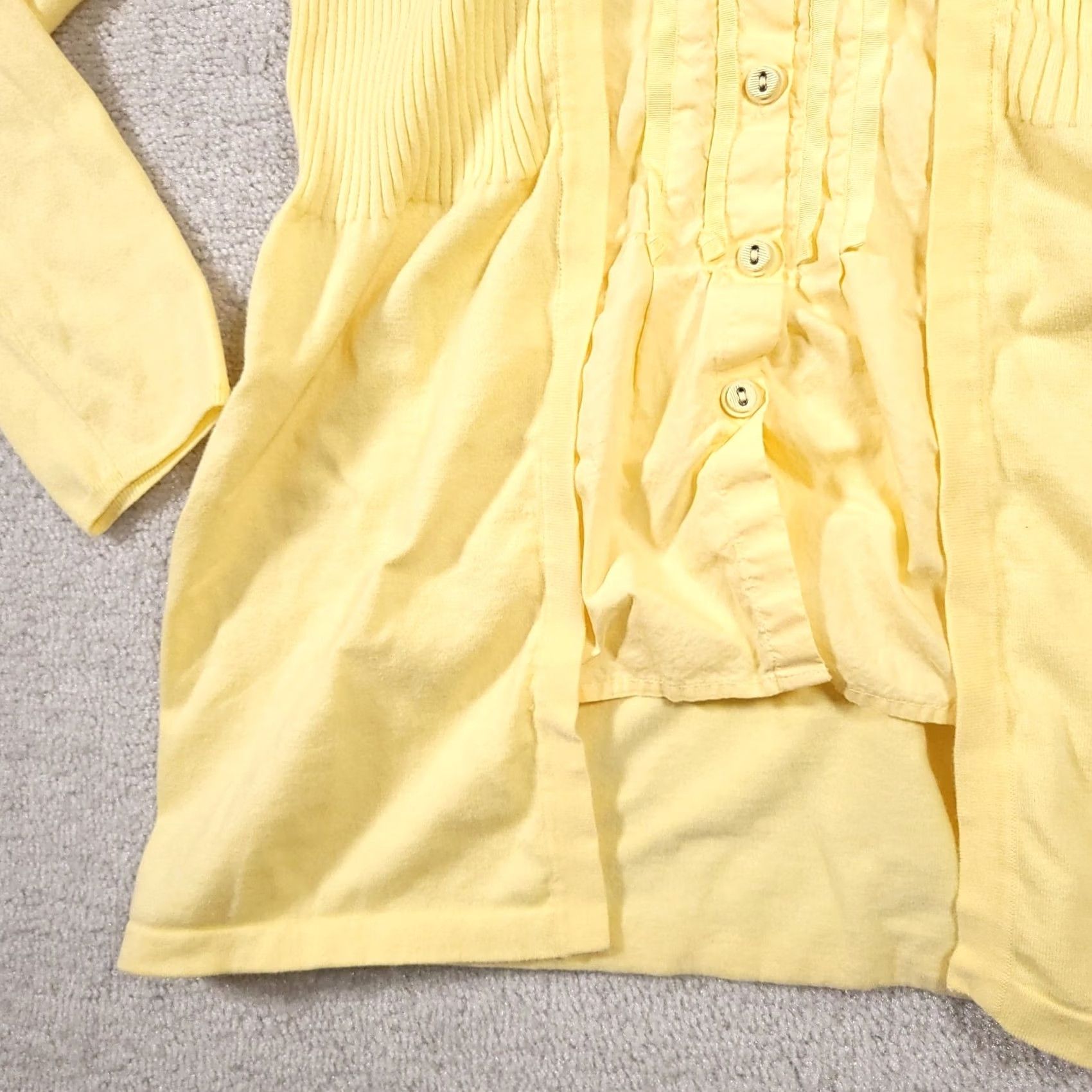 Vintage VINTAGE Foxcroft Knit Button-Up Cardigan Sweater Collar Shirt Women's Med Yellow Ribbed Size M / US 6-8 / IT 42-44 - 5 Thumbnail
