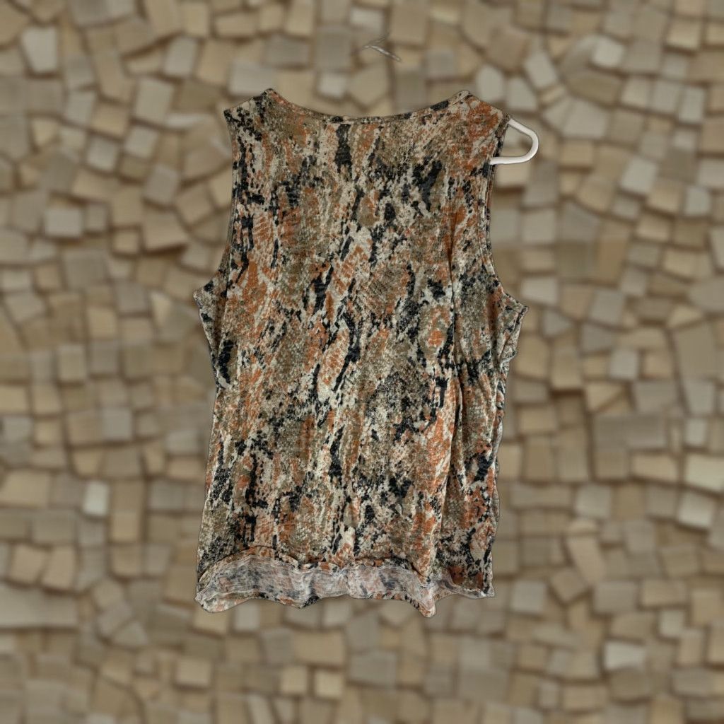 Vintage Willow Bay Tank Top Women's Size 6 Brown Snake Skin Print Sleeveless Scoop Neck - Casual Shirt, Regular, Brown, 6, Snake, 90s? Size M / US 6-8 / IT 42-44 - 1 Thumbnail
