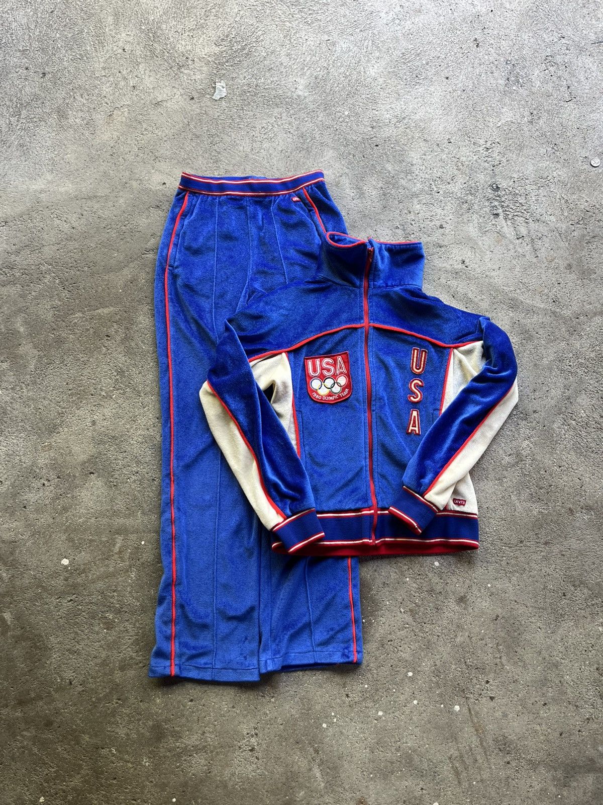 USA Olympics 1980 Winter Olympics USA Hockey Velour Tracksuit Size US S / EU 44-46 / 1 - 1 Thumbnail