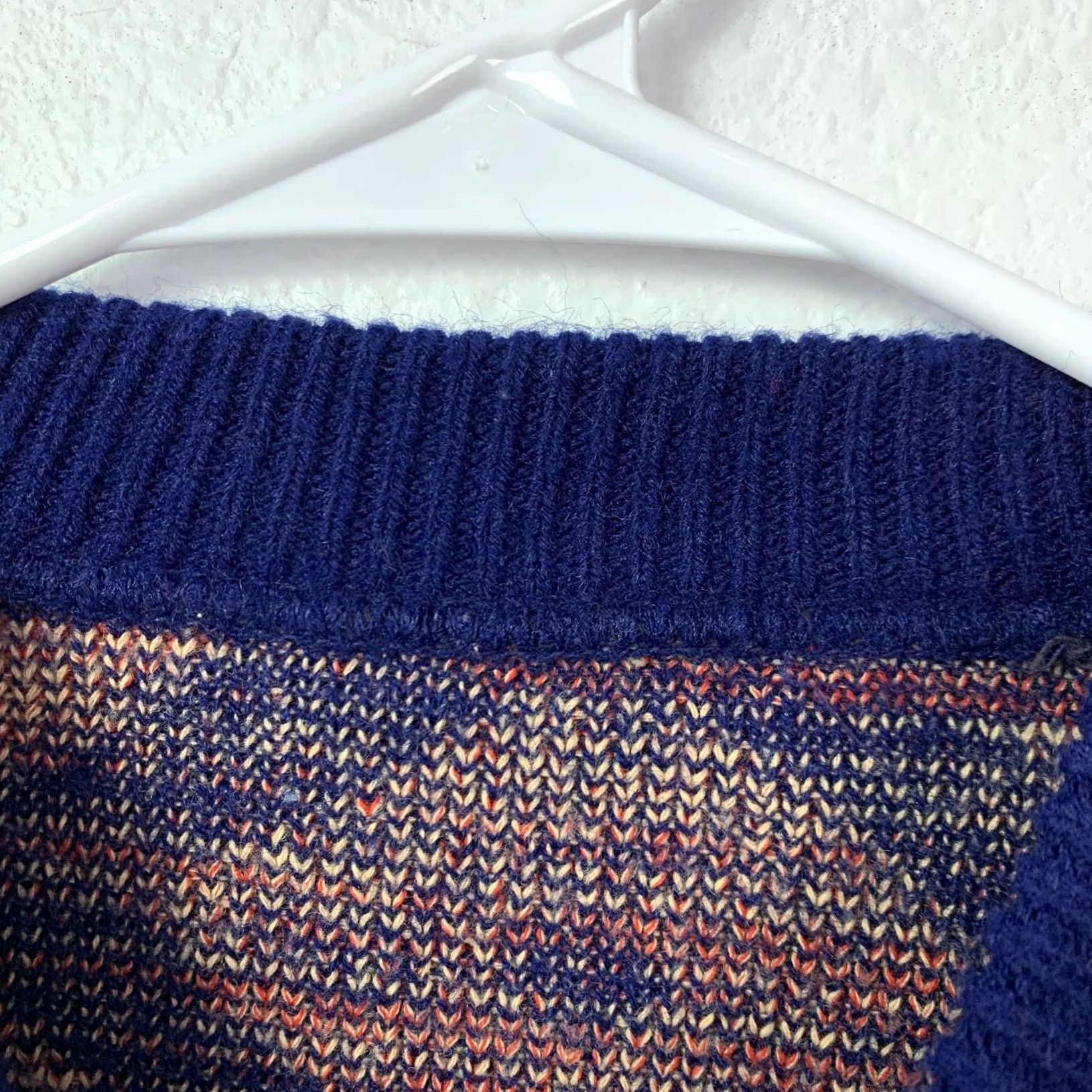 Vintage VINTAGE Men's Southwestern Sweater Navy Blue Peach Mock Neck Large Indie Sleaze Sweater Size US L / EU 52-54 / 3 - 4 Thumbnail