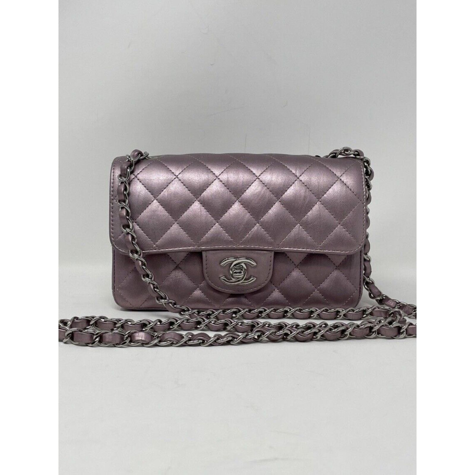 Chanel Mini Rectangular Classic Purple Iridescent Calfskin Flap Size ONE SIZE - 3 Thumbnail