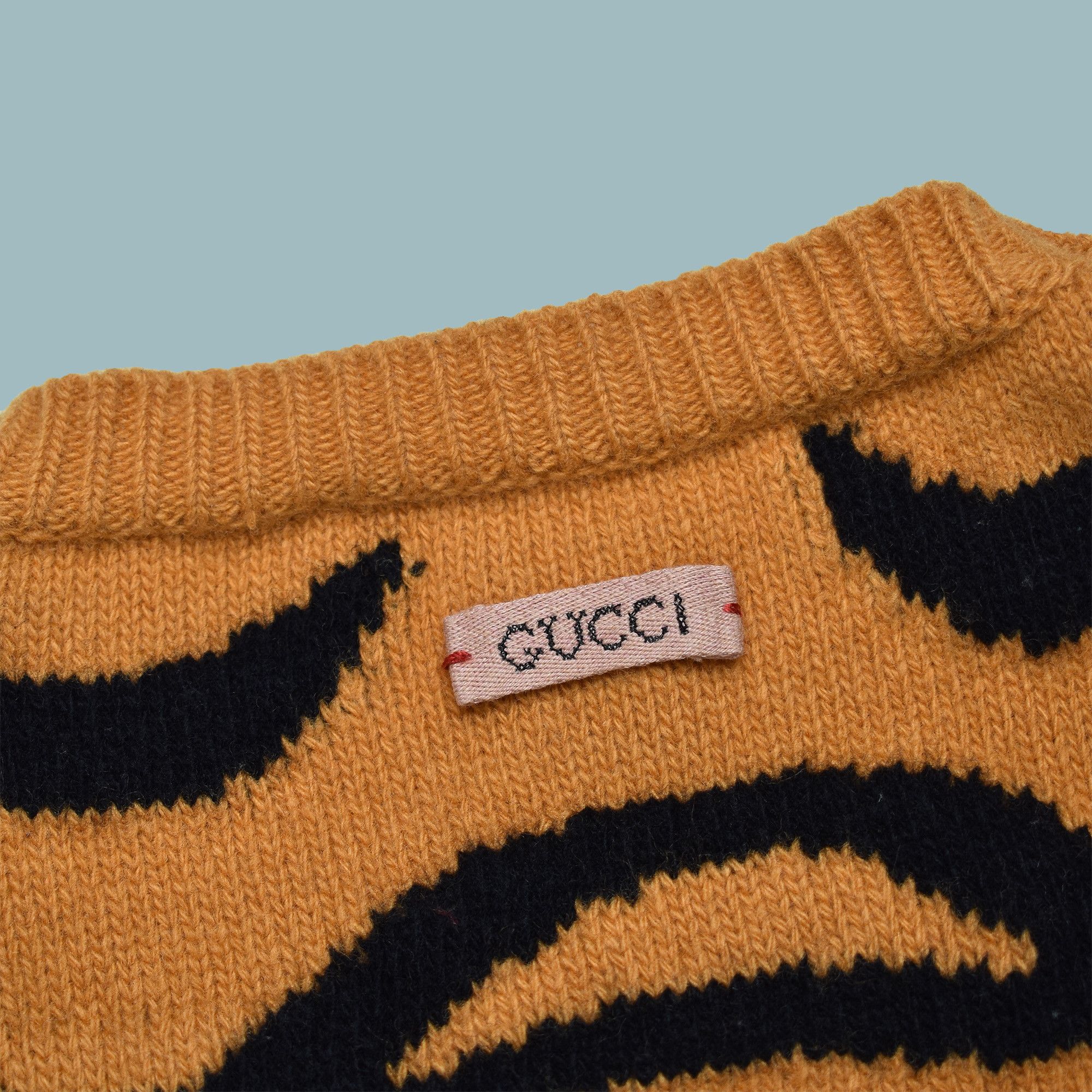 Gucci GUCCI TIGER INTARSIA WOOL SWEATER ORANGE LIKE NEW Size US M / EU 48-50 / 2 - 4 Thumbnail