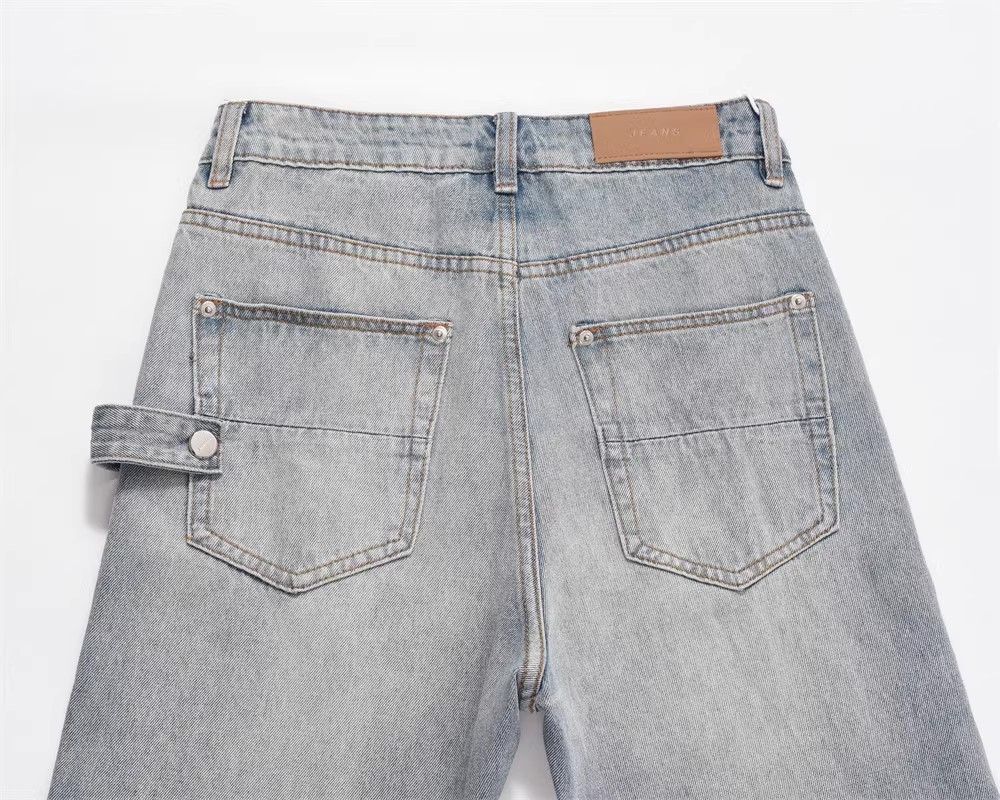 Japanese Brand × Jean Street retro light blue straight-leg versatile washed jeans Size US 32 / EU 48 - 4 Thumbnail