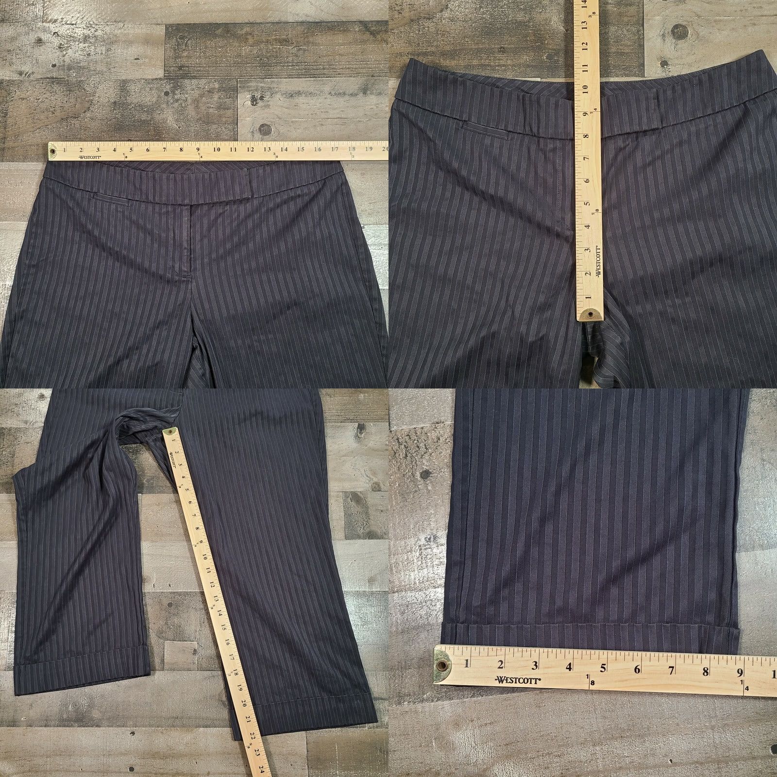 Vintage New York & Company Pants Womens Black Capri Straight Striped Stretch Mid-Rise Size 12 Size 34" / US 12 / IT 48 - 8 Thumbnail