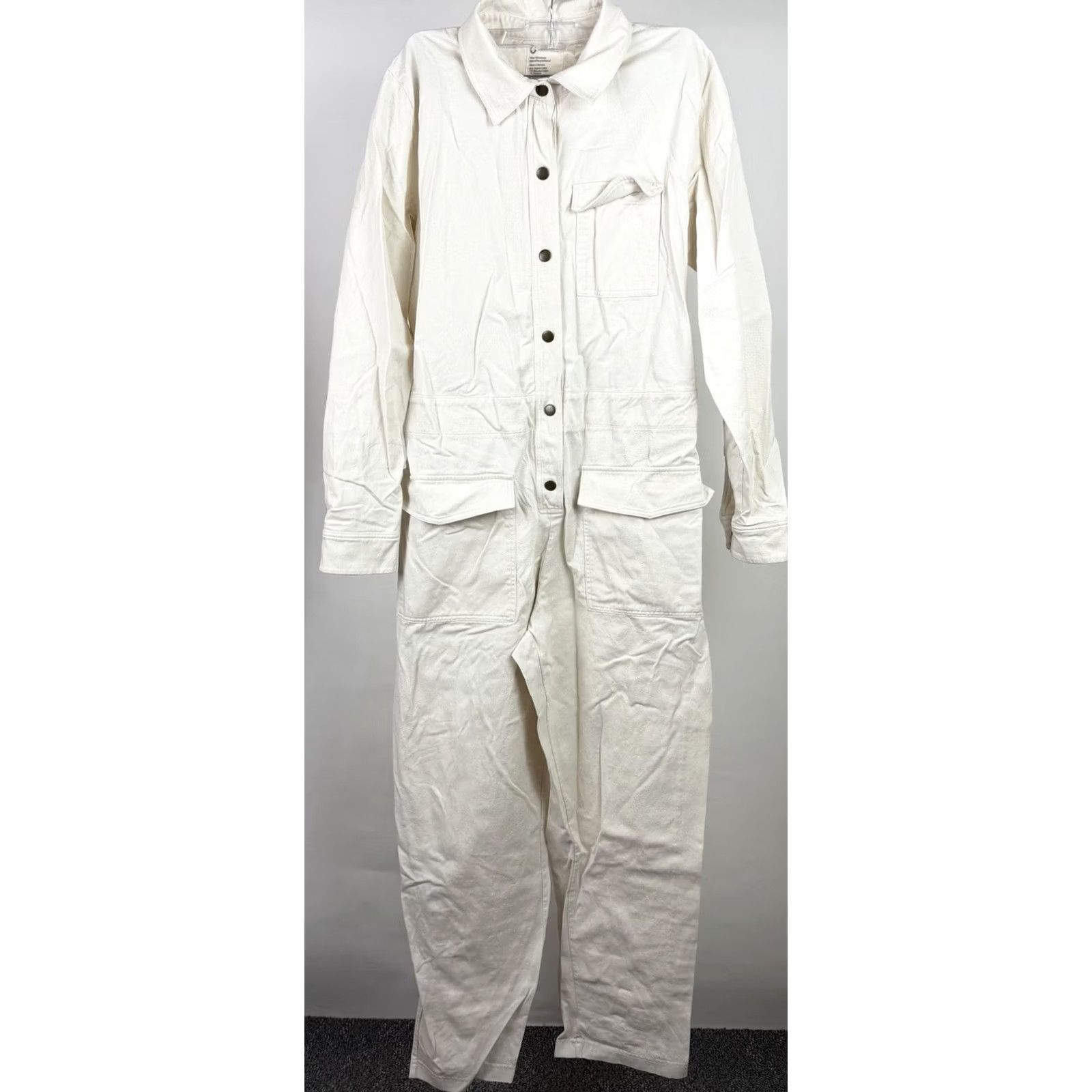 Vintage For Days Jumpsuit Womens Medium Ivory Organic Cotton Blend Twill Size 32" / US 10 / IT 46 - 2 Thumbnail