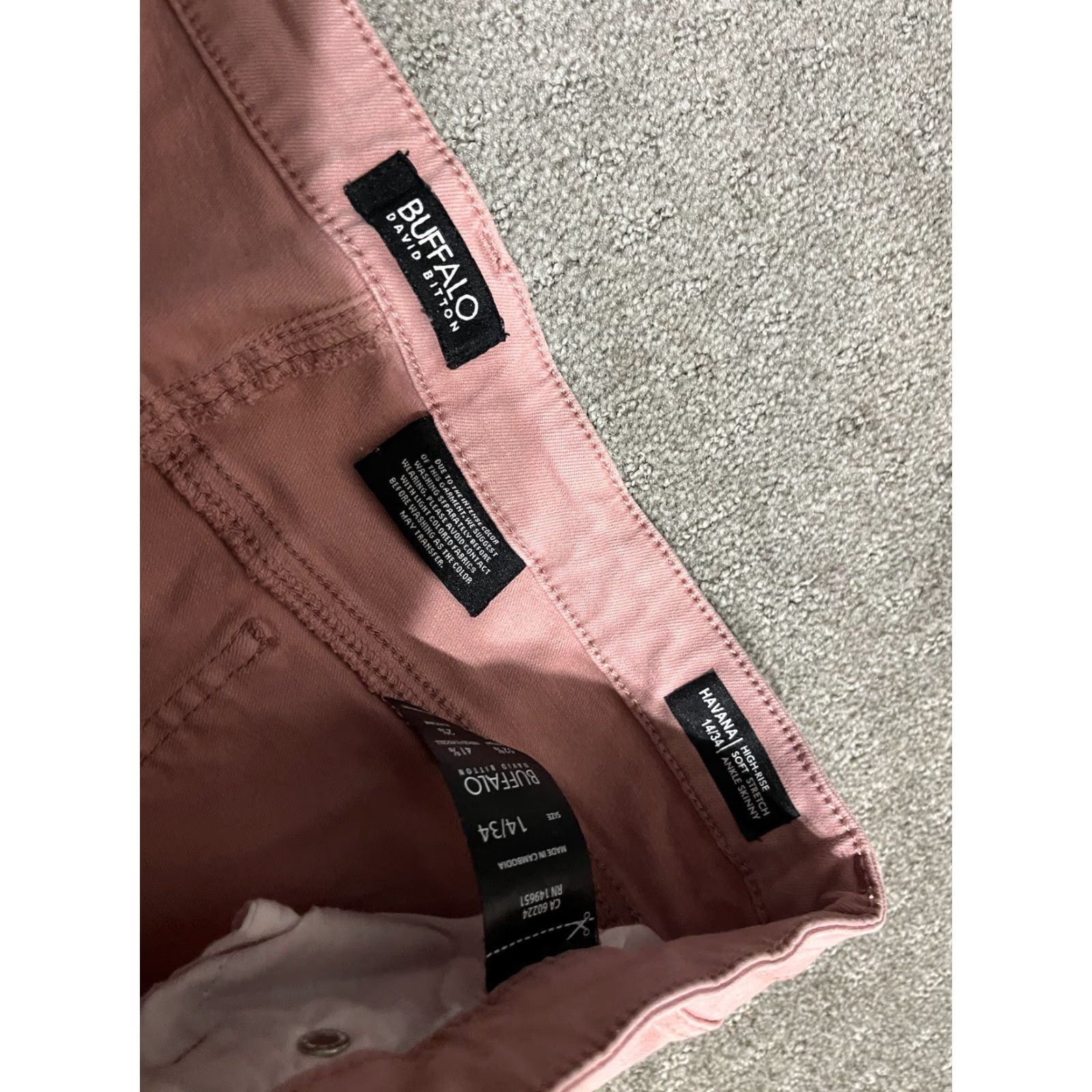 Buffalo David Bitton Buffalo by David Bitton Womens Jeans Pant 14/34 Pink Havana High Rise Denim Straight 27in Inseam Regular Stretch Pocket Logo button Size 36" / US 14 / IT 50 - 5 Thumbnail