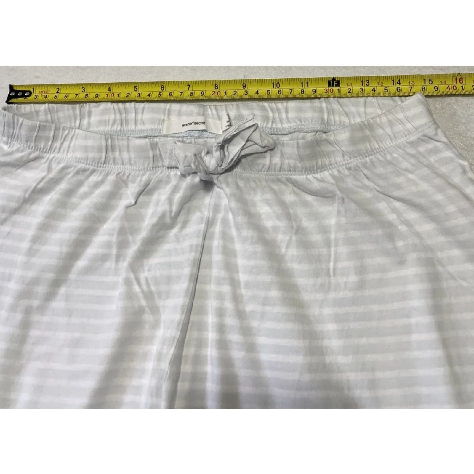 Vintage Womens Secret Pajama Pants drawstring, pattern Stripped, Size 15, Blue White, Women, Regular, 28-22, Shirt? Size 36" / US 14 / IT 50 - 5 Thumbnail