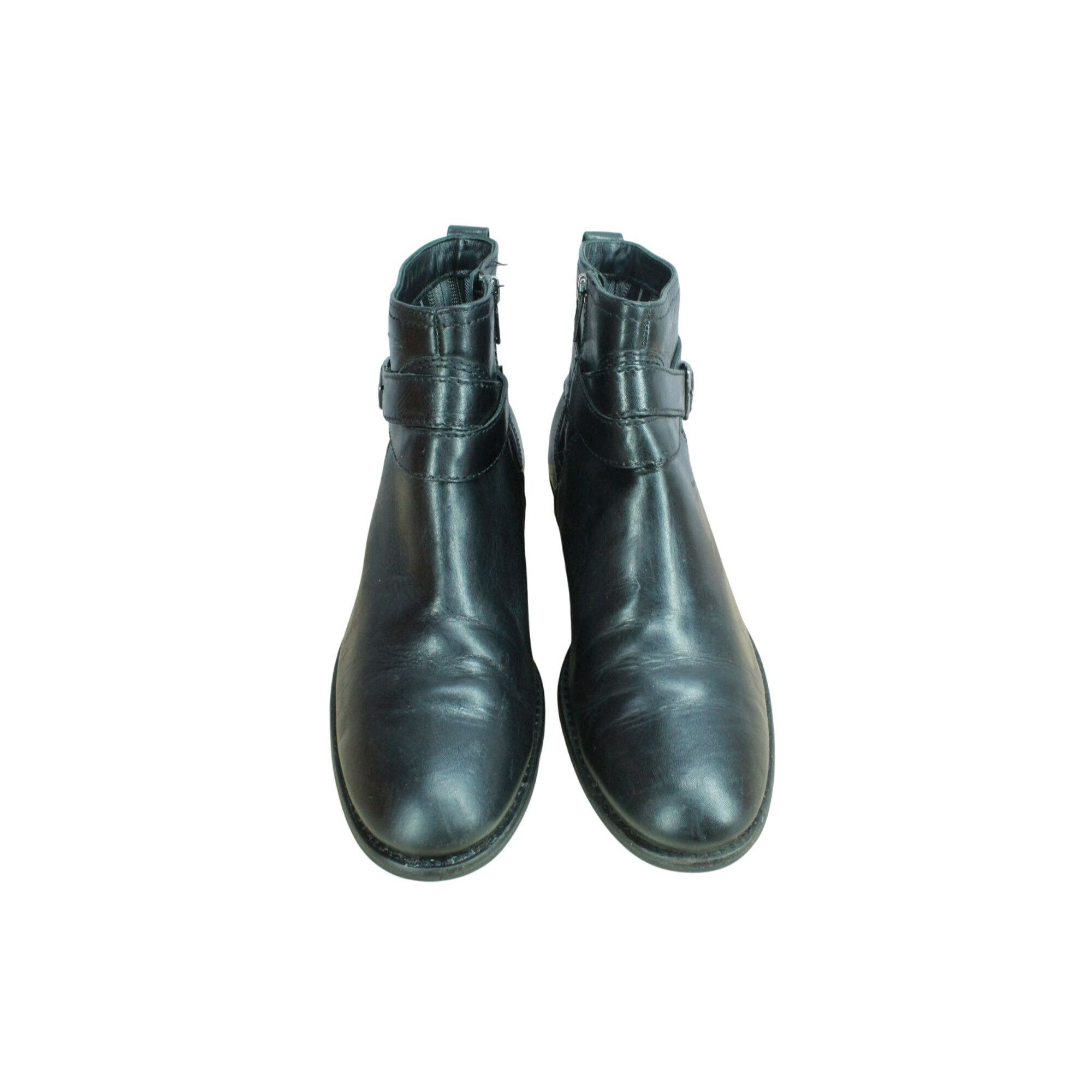 L.L. Bean LL Bean Black Leather Buckle Side Zip Ankle Booties Size US 8.5 / IT 38.5 - 5 Thumbnail