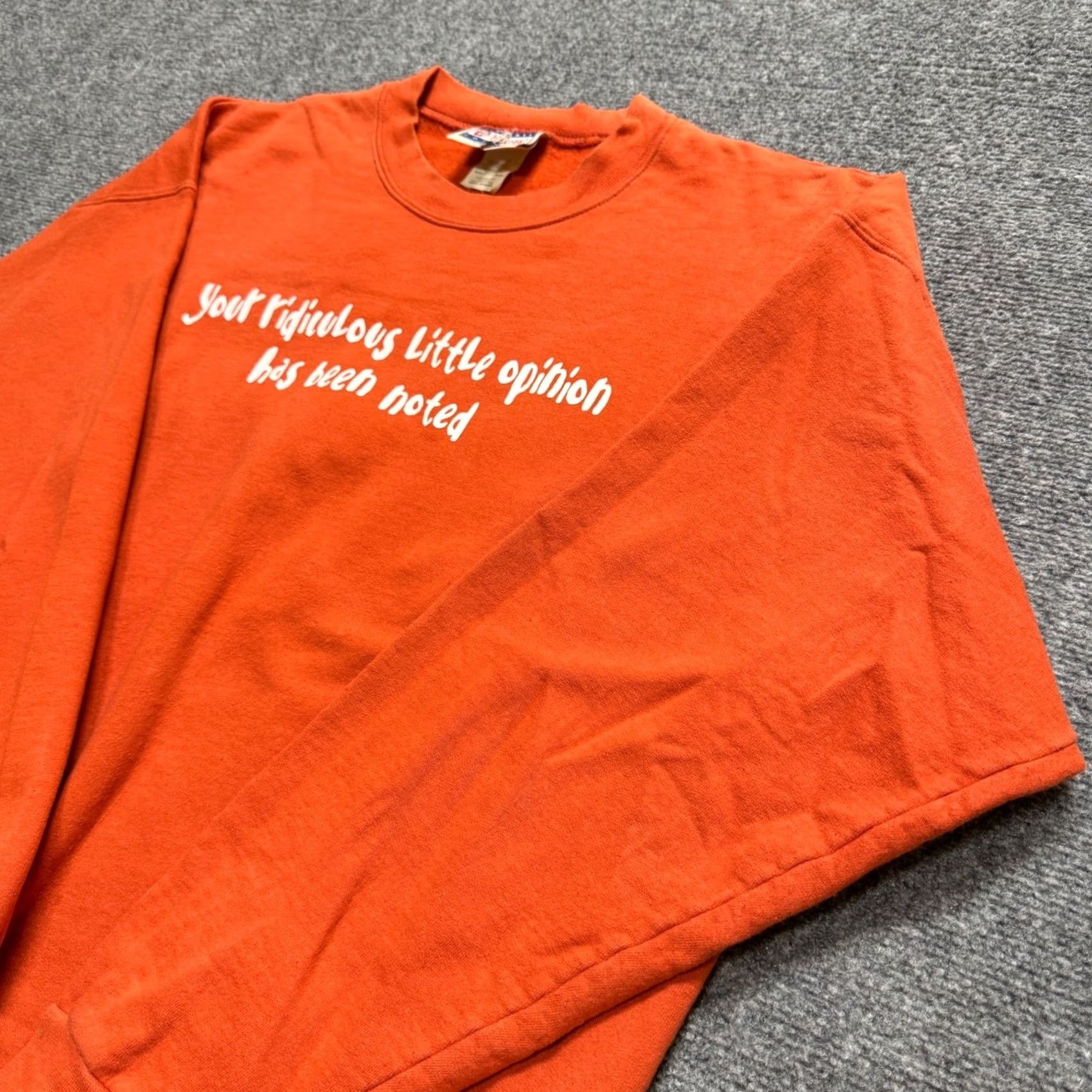 Hanes VINTAGE Hanes Sweatshirt Orange Pullover L Mens Your Ridiculous Little Opinion Has Been Noted Size US L / EU 52-54 / 3 - 2 Thumbnail