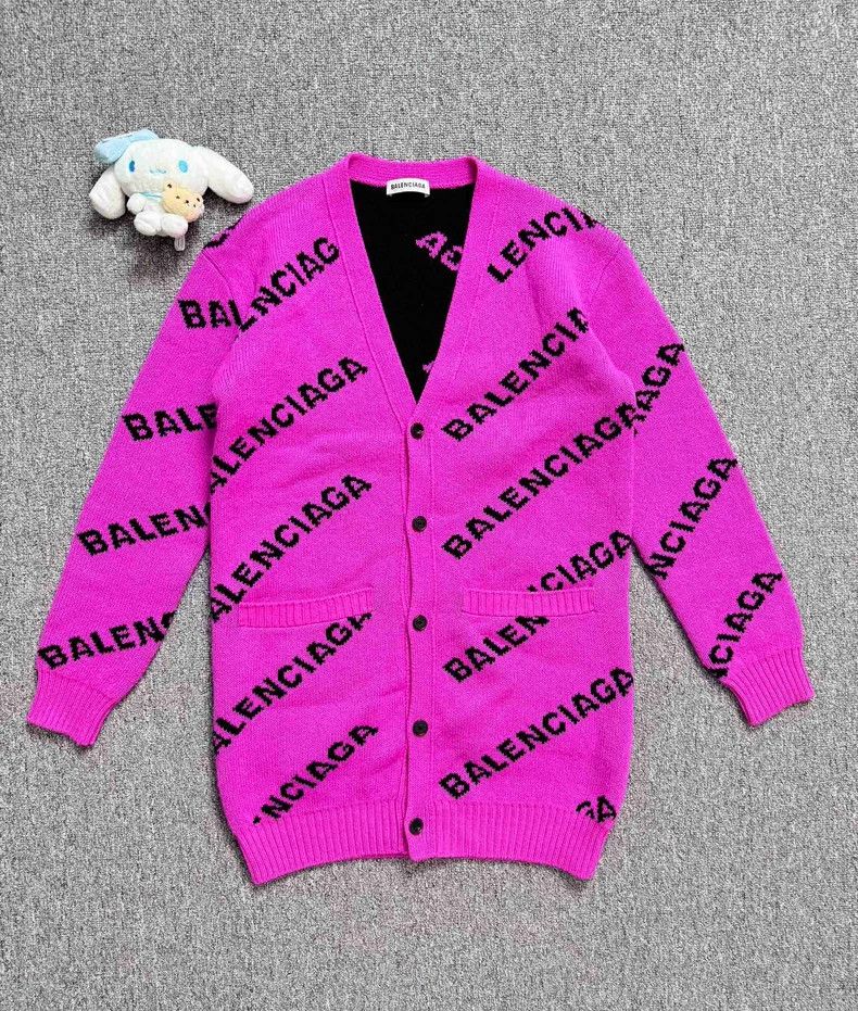 Balenciaga Balenciaga Rose-red bullet screen logo wool knitted cardiga Size US XS / EU 42 / 0 - 1 Thumbnail