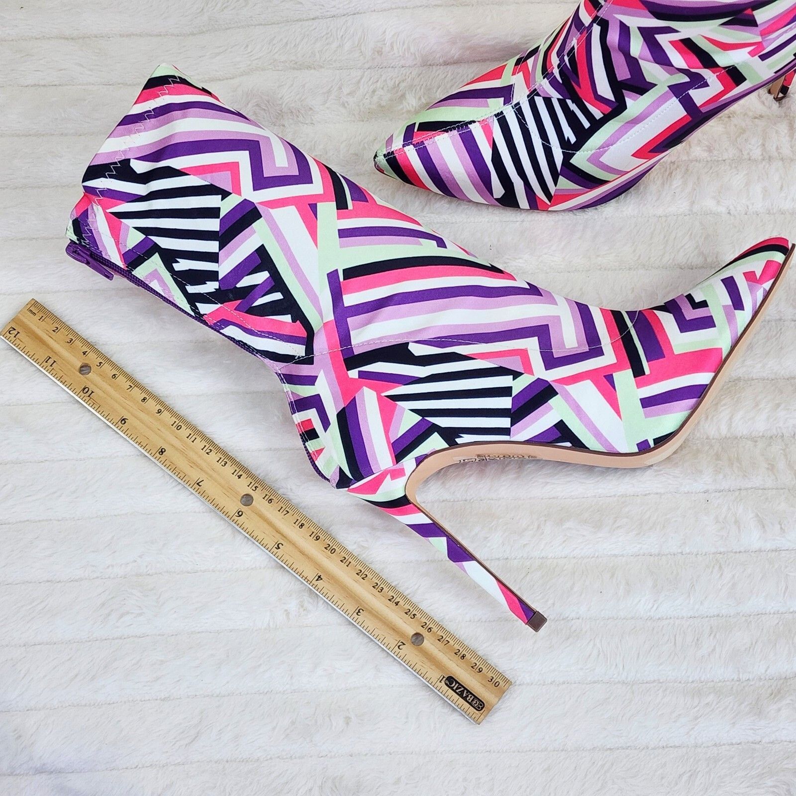 Other Odin Crazy Wild Color Pattern High Heel Stretch Fabric Ankle Size US 8.5 / IT 38.5 - 7 Thumbnail