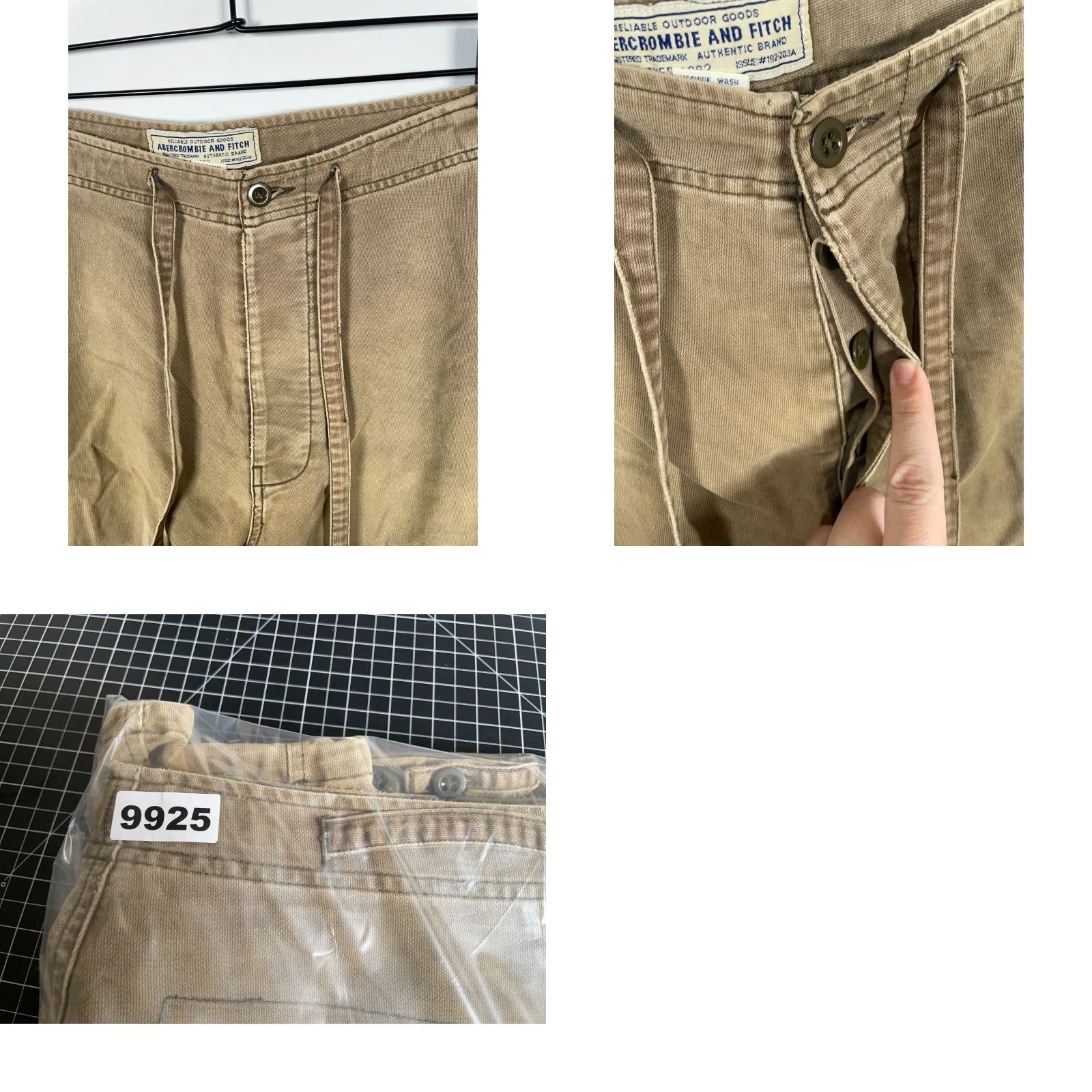 Abercrombie & Fitch VINTAGE Abercrombie & Fitch Cargo Shorts Men L Beige 36 x 10 Button Fly Fatigues Size US 33 - 9 Thumbnail