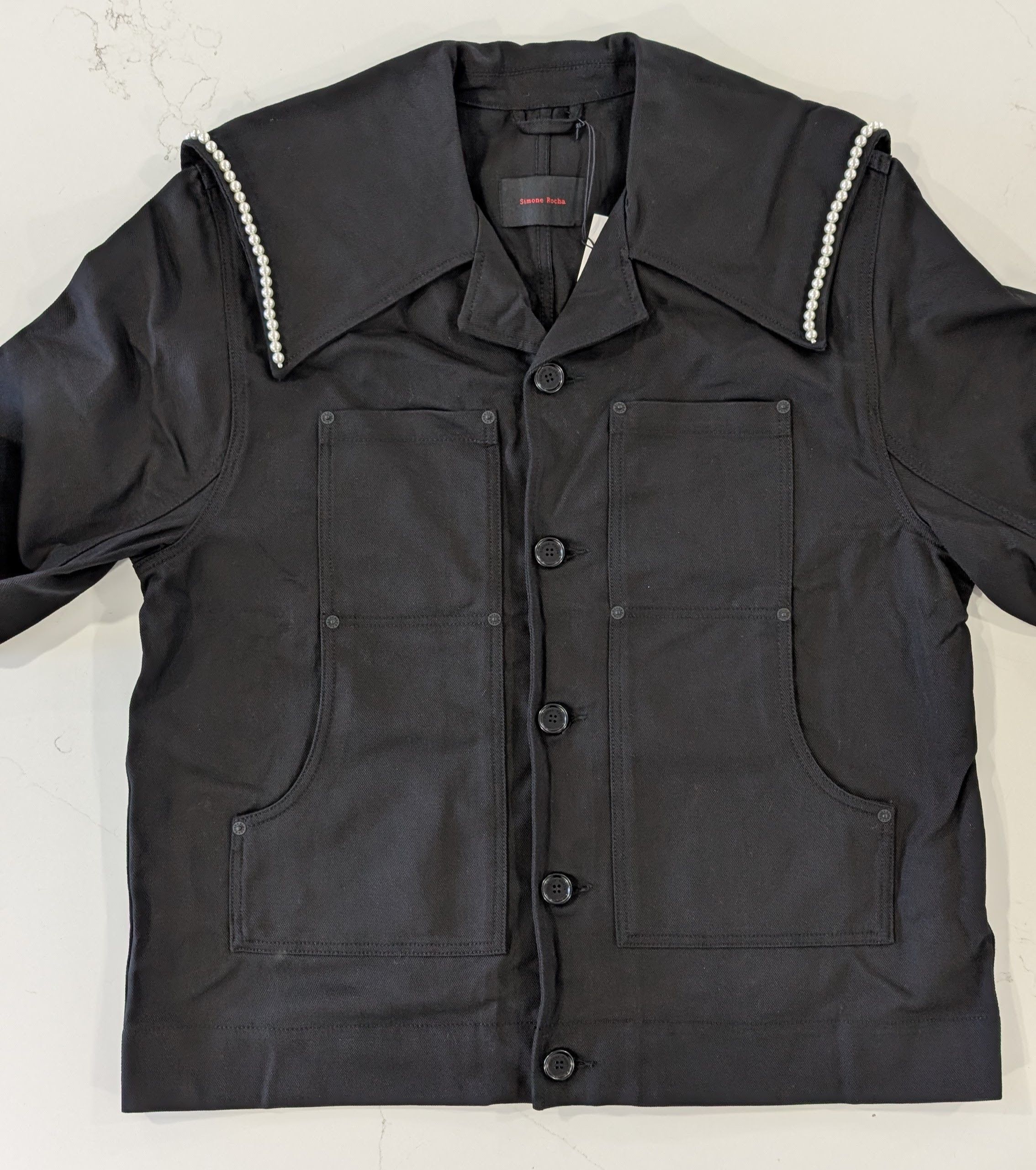 Simone Rocha Simone Rocha Mens Beaded Sailor Collar Workwear Jacket XL Size US XL / EU 56 / 4 - 4 Thumbnail