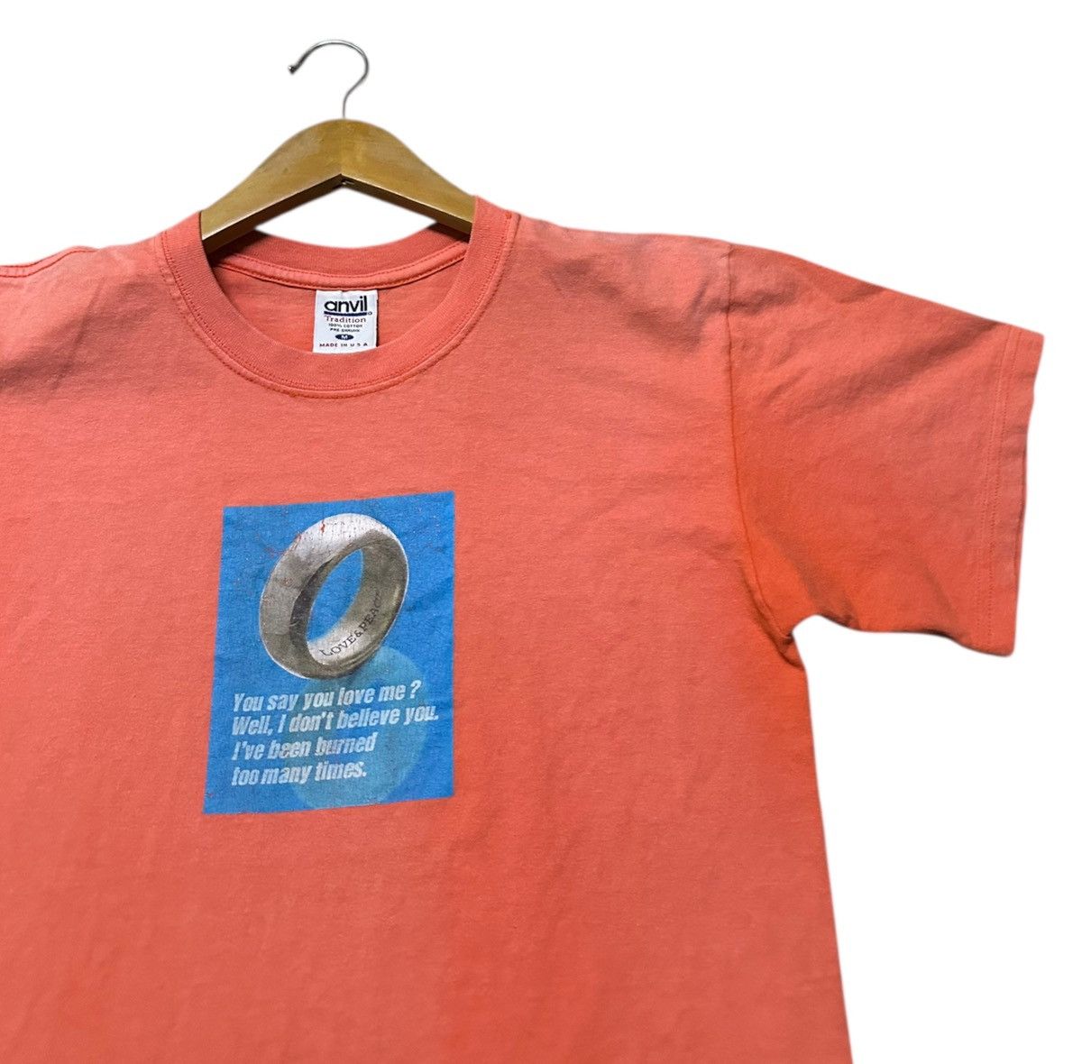 Anvil Vintage 90s Love & peace tshirt tag by anvil Size US M / EU 48-50 / 2 - 4 Thumbnail