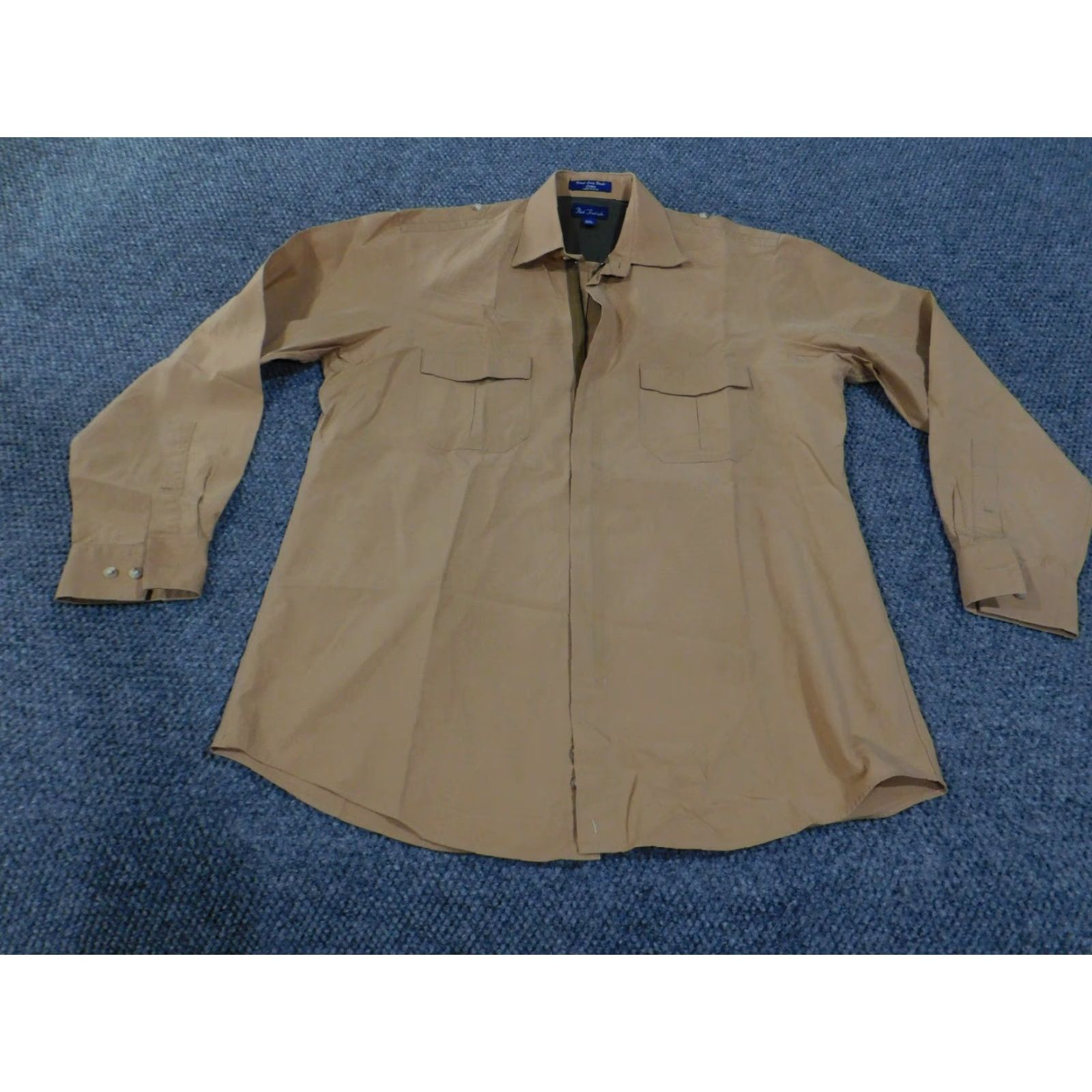 Vintage Paul Fredrick Shirt Mens Medium Button Up Long Sleeve Workwear Pockets Cotton Brown Full Zip Utility Pockets Epaulet Size US M / EU 48-50 / 2 - 2 Thumbnail