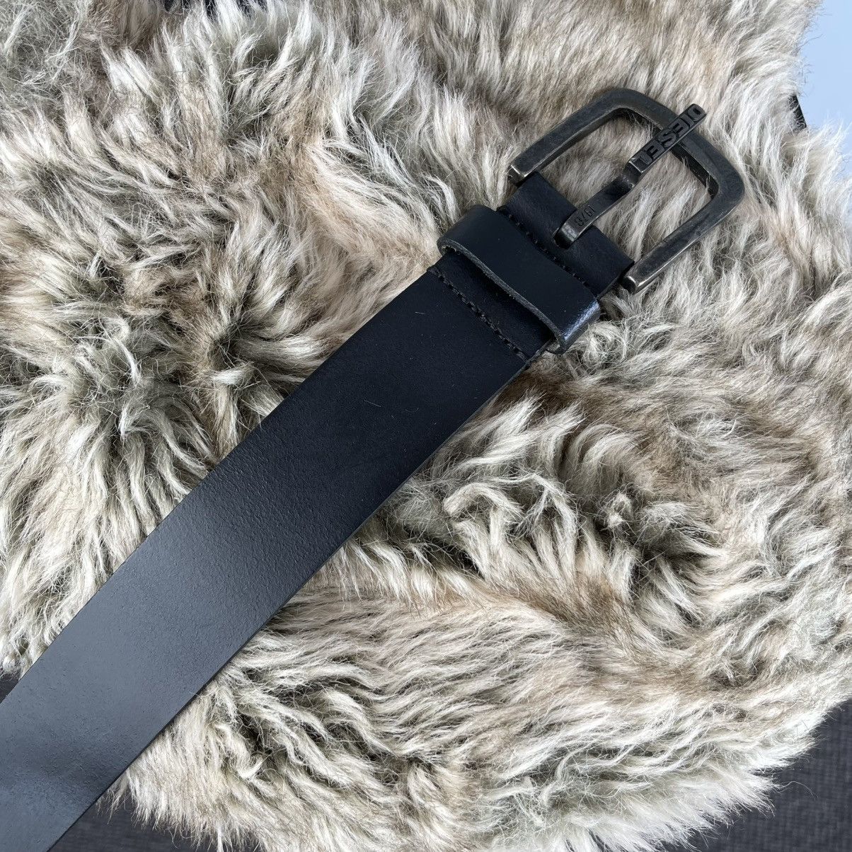 Diesel Authentic DIESEL Black Leather Belt with Embossed Logo Size 34 - 4 Thumbnail