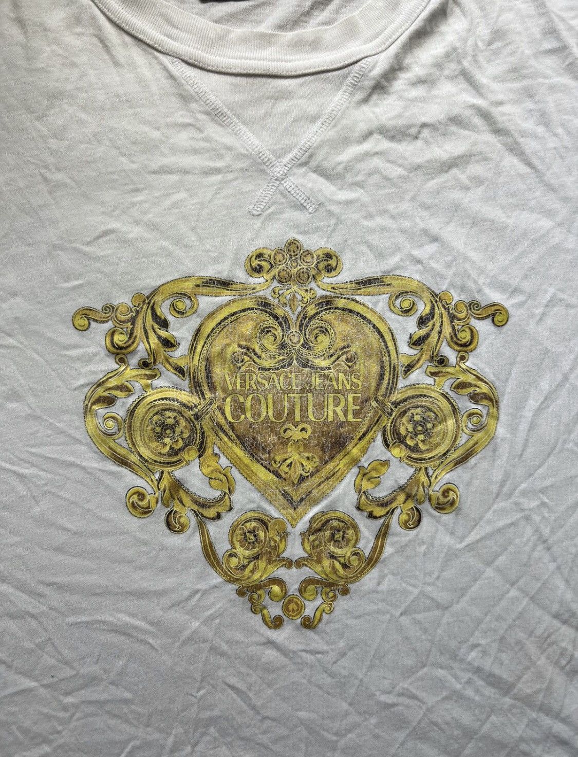 Versace Jeans Couture × Vintage 90’s VERSACE JEANS COUTURE BIG CENTRAL LOGO TEE OLD MONEY Size US XL / EU 56 / 4 - 3 Thumbnail