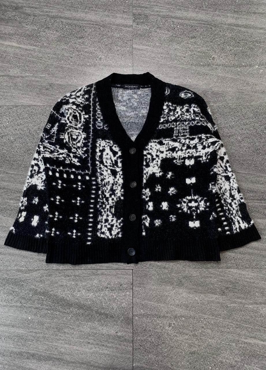Yves Saint Laurent FREE TAX! 90s Bandana Knitted Cardigan Jacket - Medium Size US M / EU 48-50 / 2 - 2 Thumbnail
