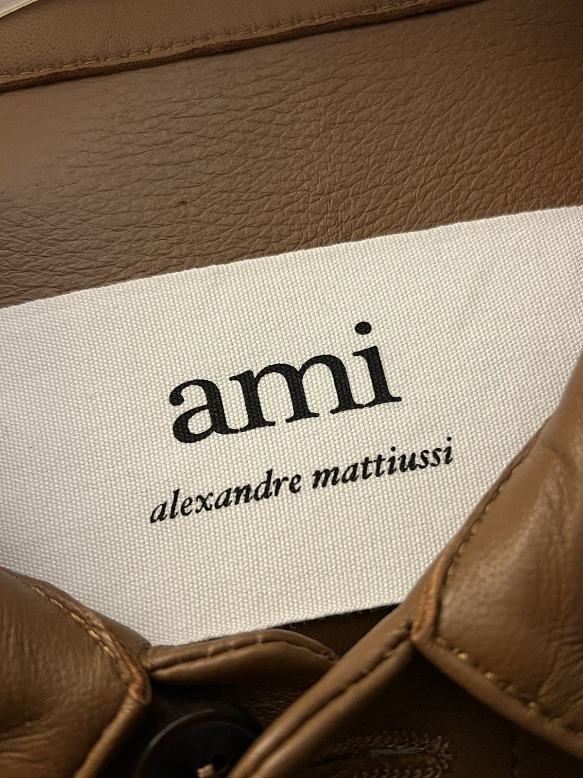 AMI NEW M Tan Brown Lamb Leather Classic Leather Buttoned Jacket Size US M / EU 48-50 / 2 - 11 Thumbnail