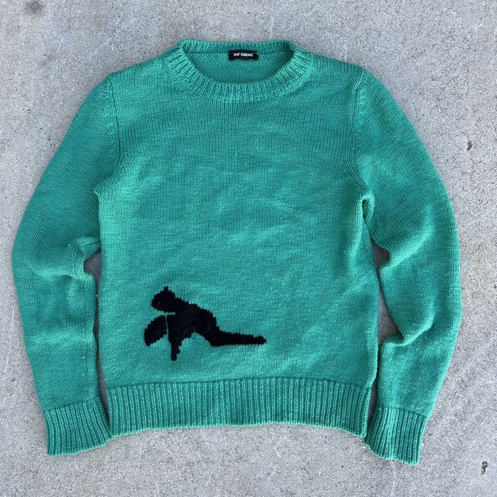 Raf Simons RAF SIMONS FW15 Intarsia Bird Green Sweater | Grailed